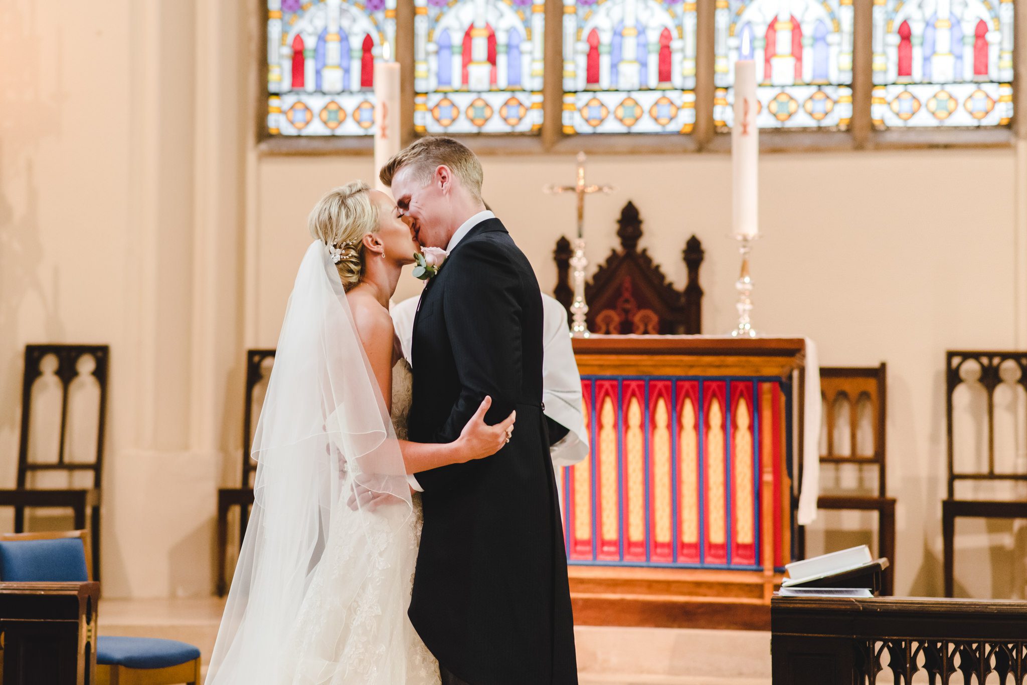 First kiss church wedding