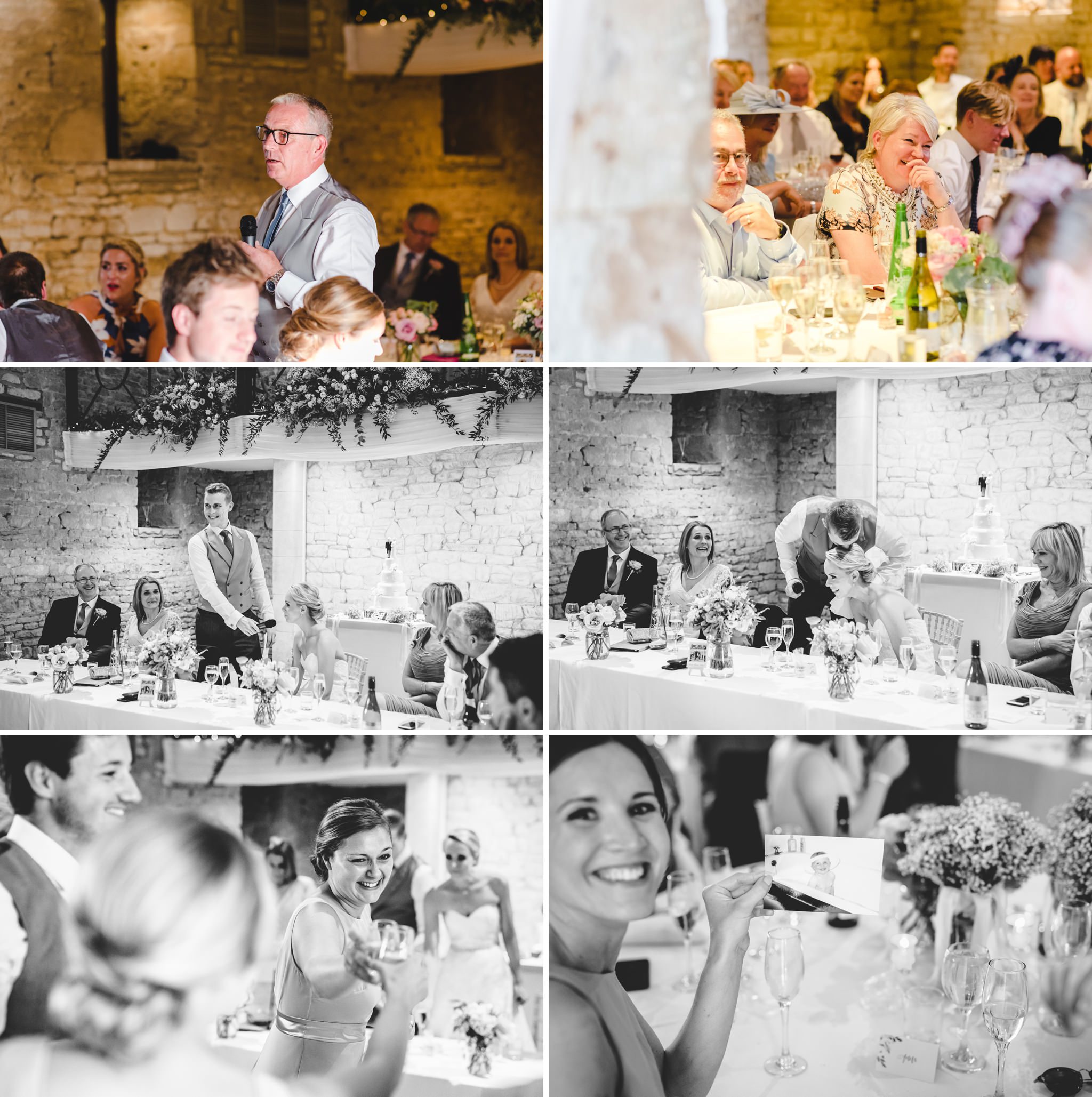 Wedding speeches at The Great Tythe Barn in Gloucestershire