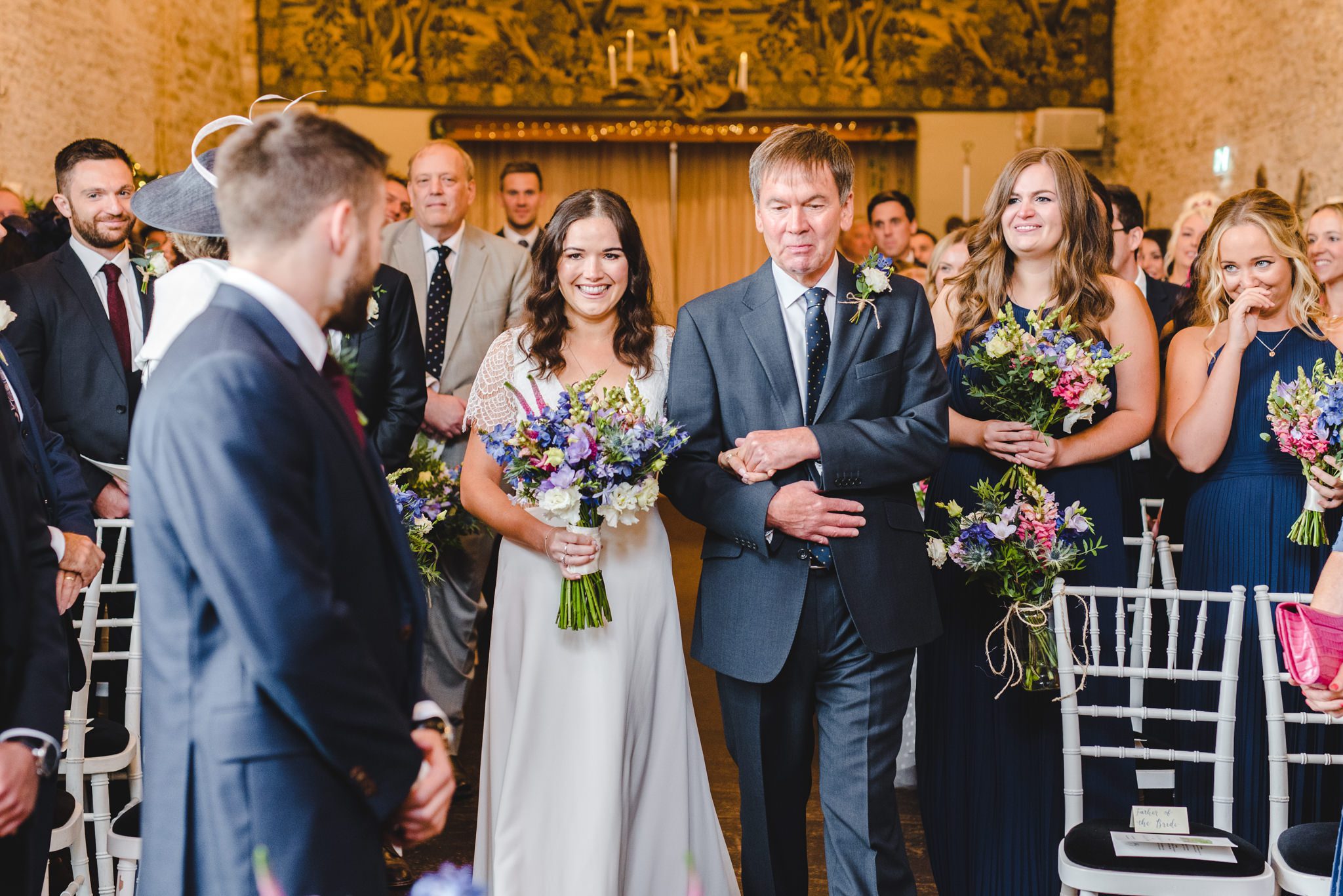 A bride walking down the aisle