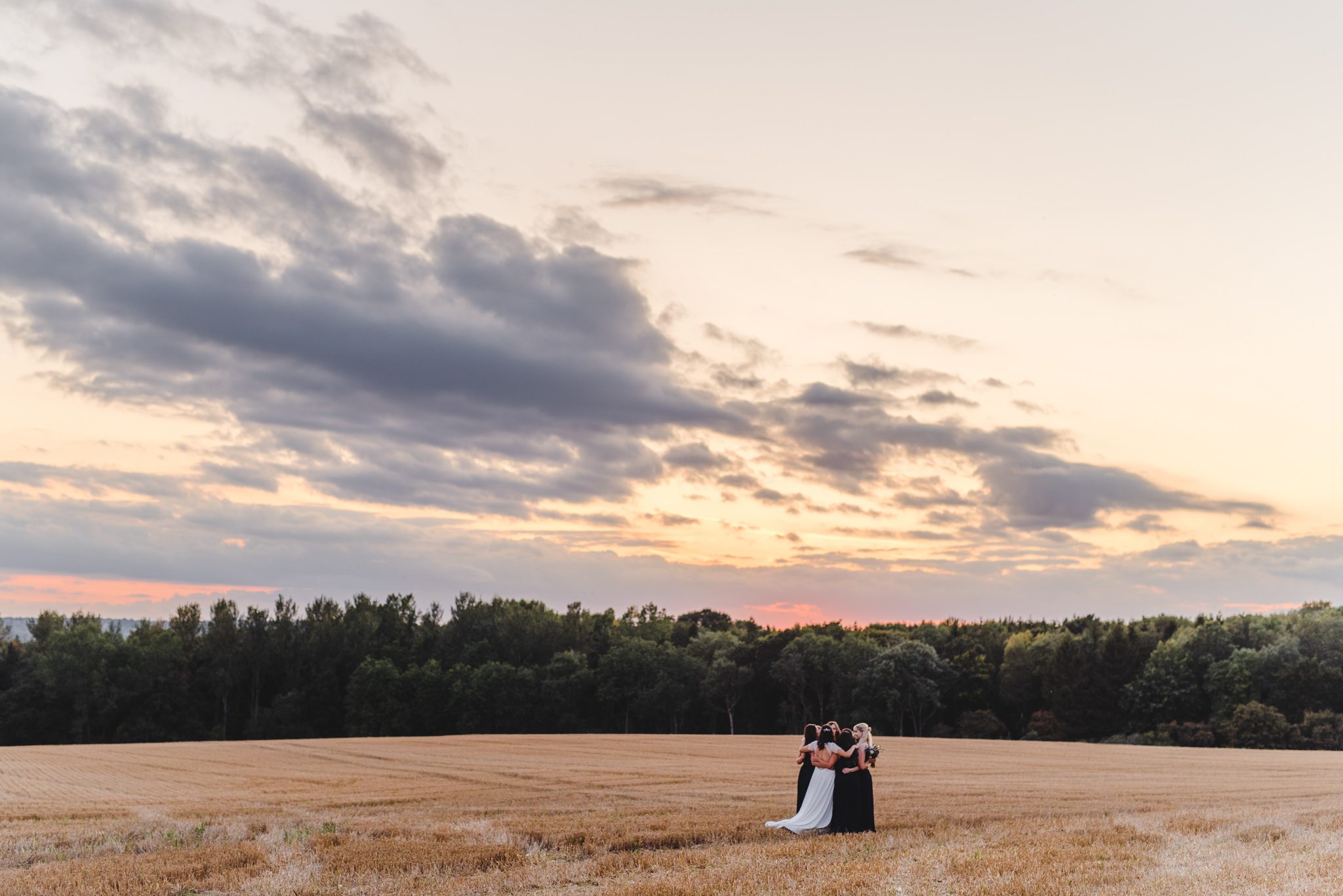 Bridesmaids at sunset at Merriscourt