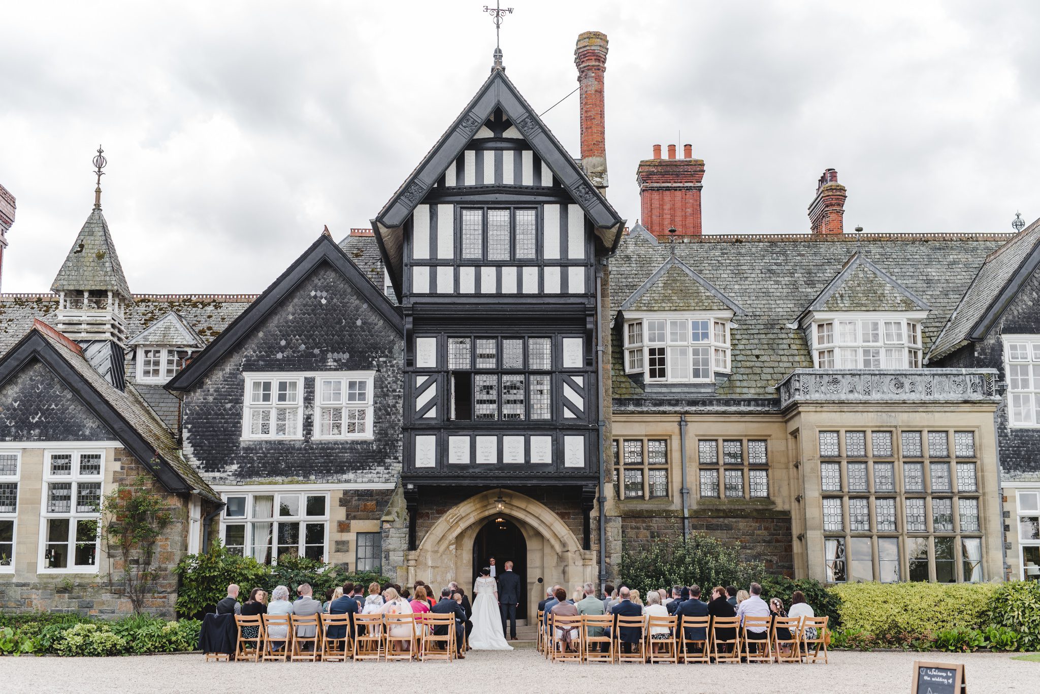 An outdoor ceremony at Plas Dinam