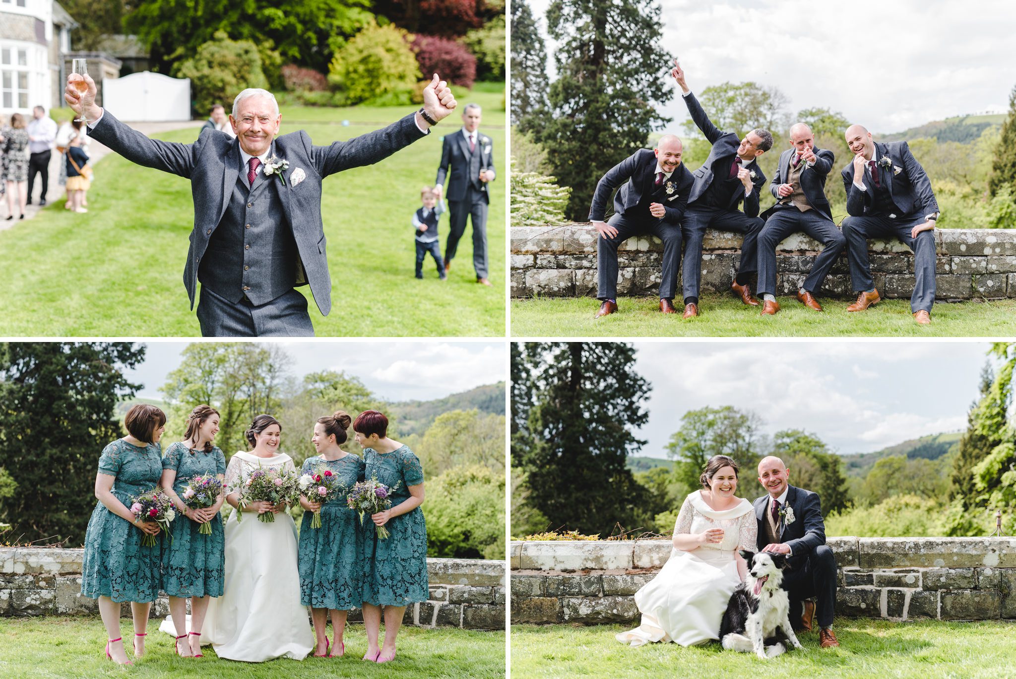 Groups shots at a Plas Dinam wedding in Wales