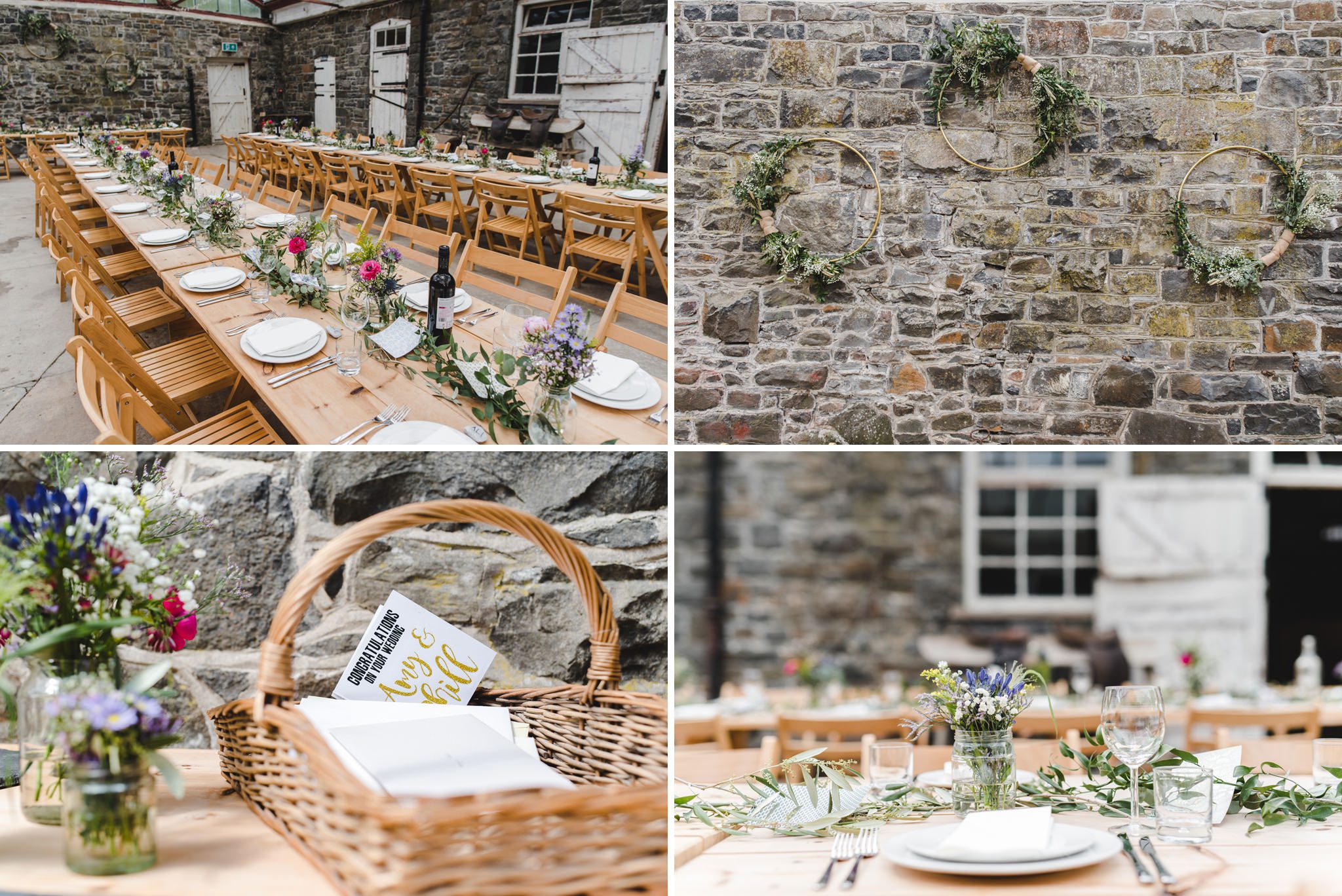 Styling on tables at Plas Dinam