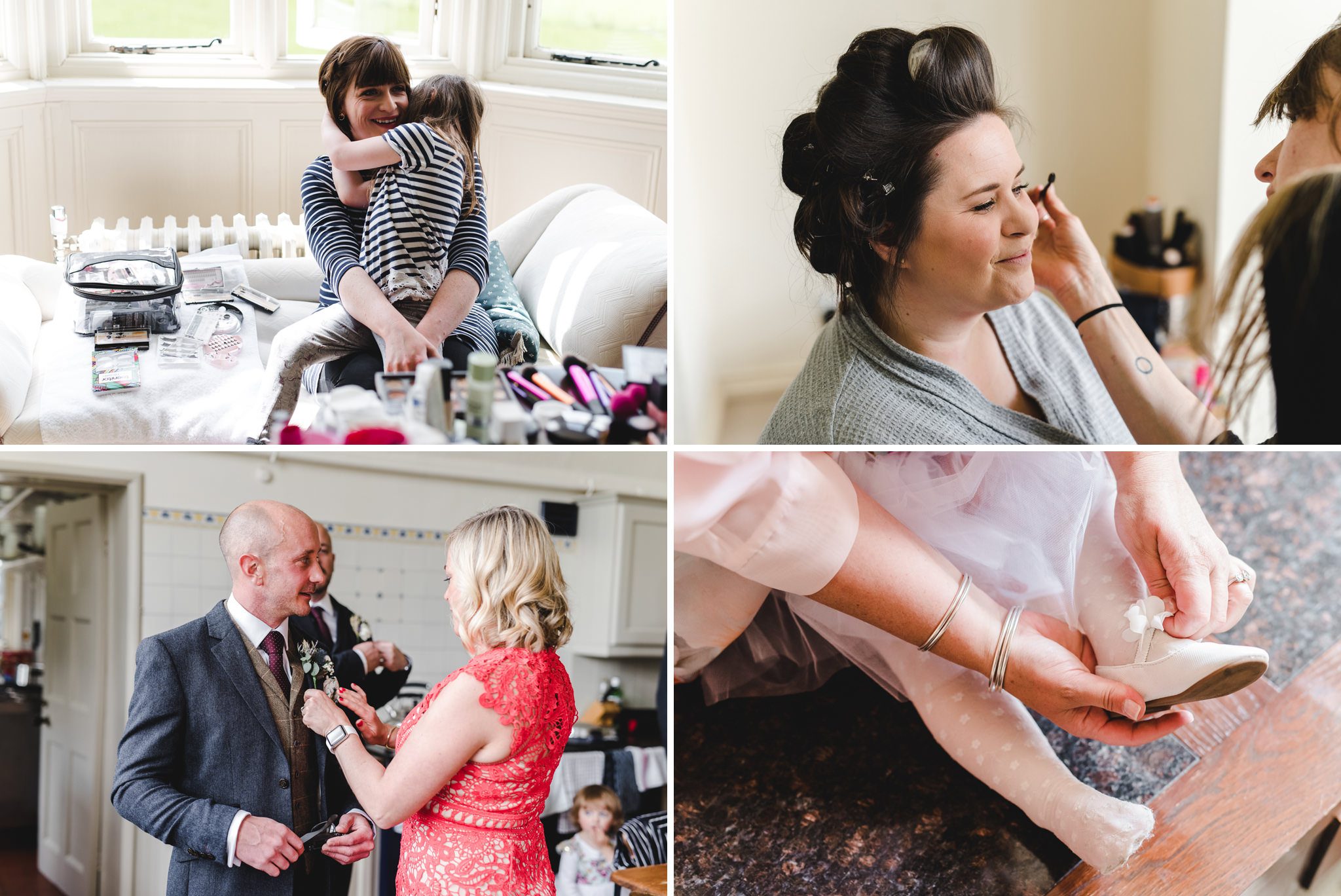 A bride getting ready at Plas Dinam