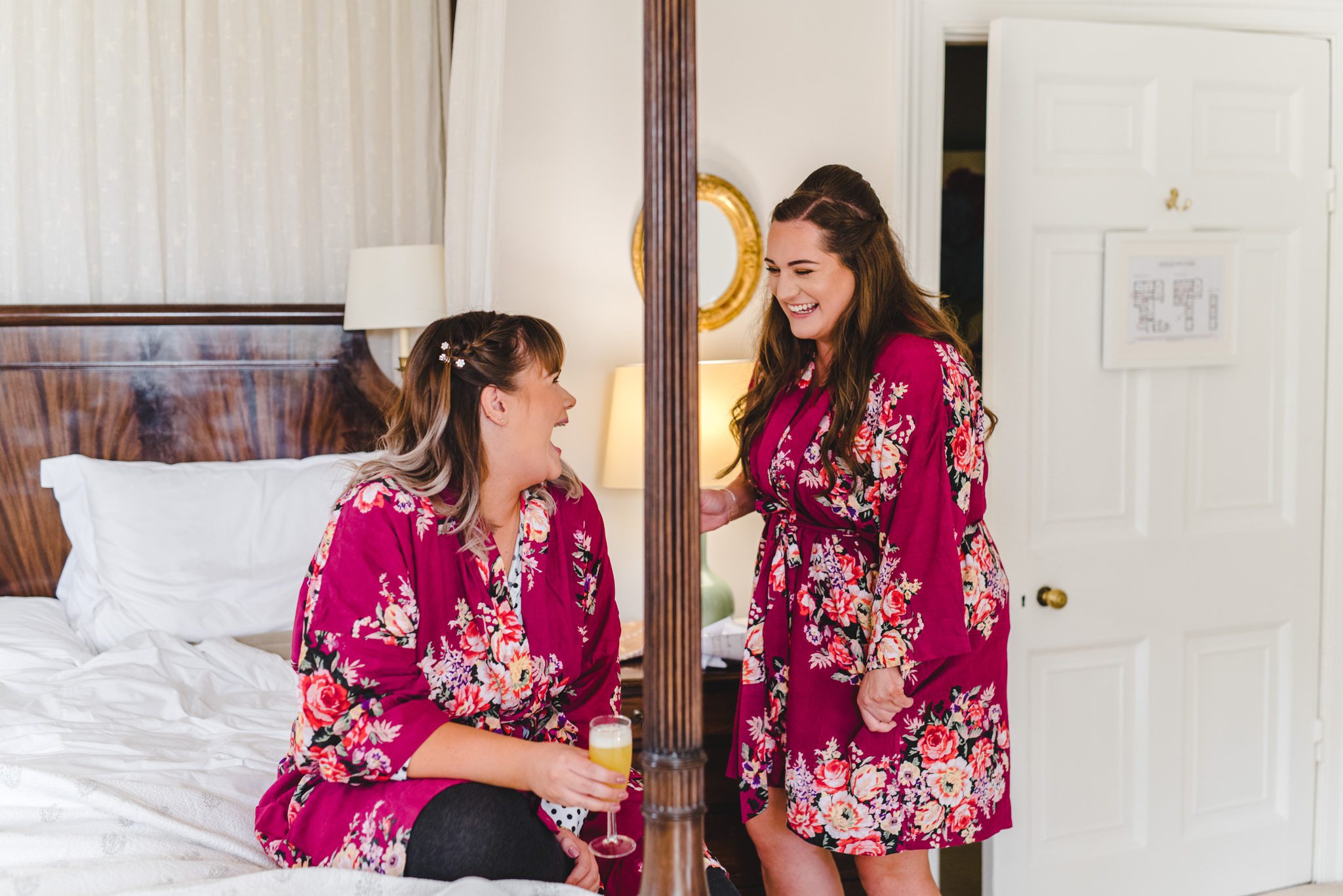 Bridesmaids getting ready for a wedding