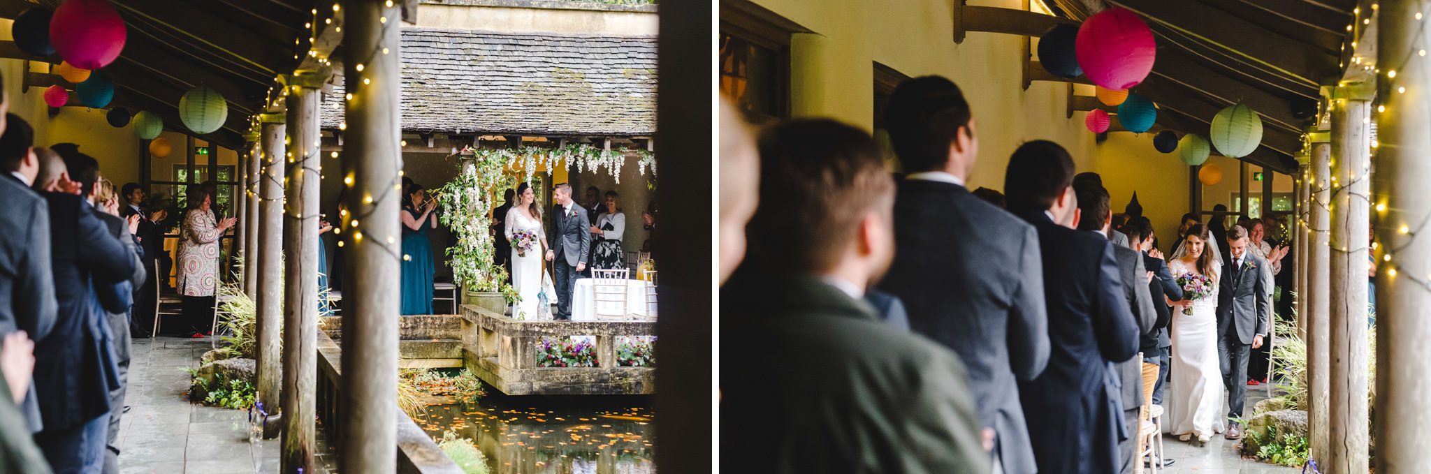 A bride and groom leaving their ceremony