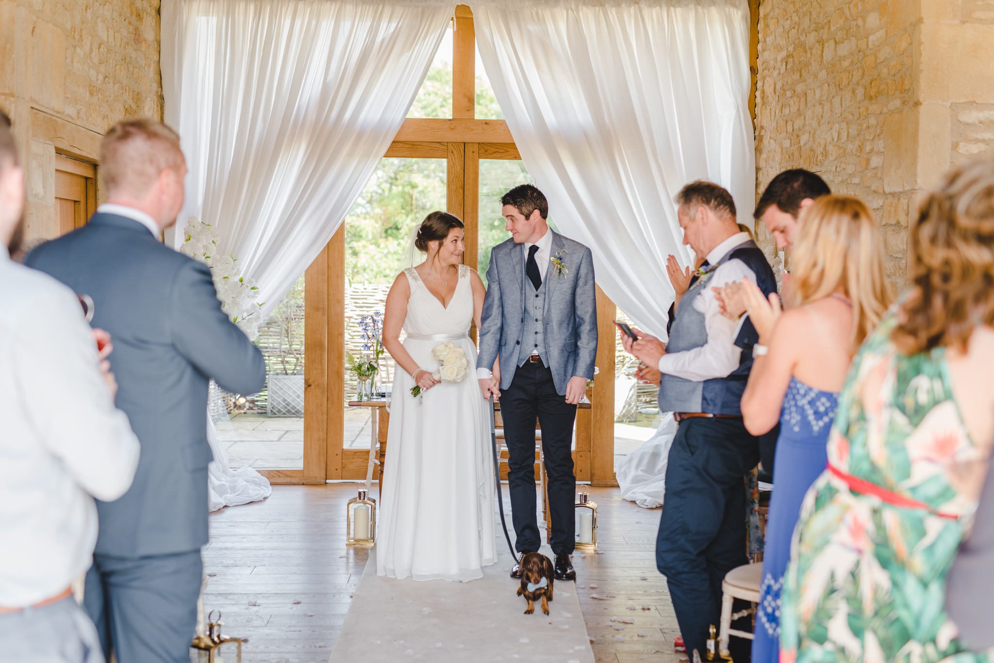 A wedding ceremony at Upcote Barn