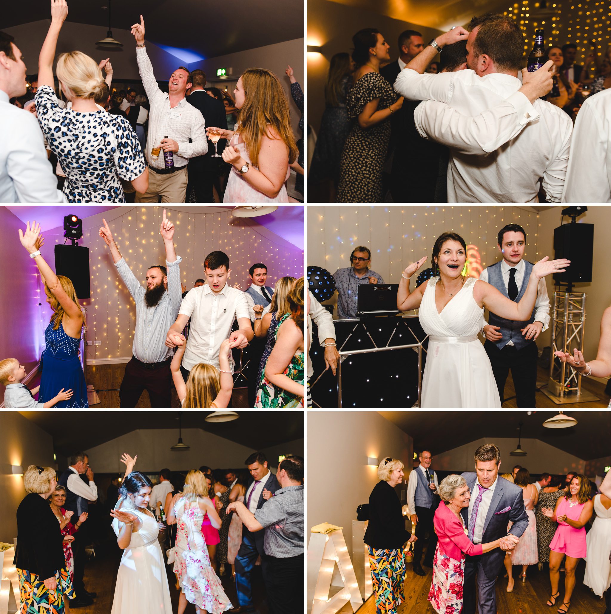 Guests dancing at an Upcote Barn wedding