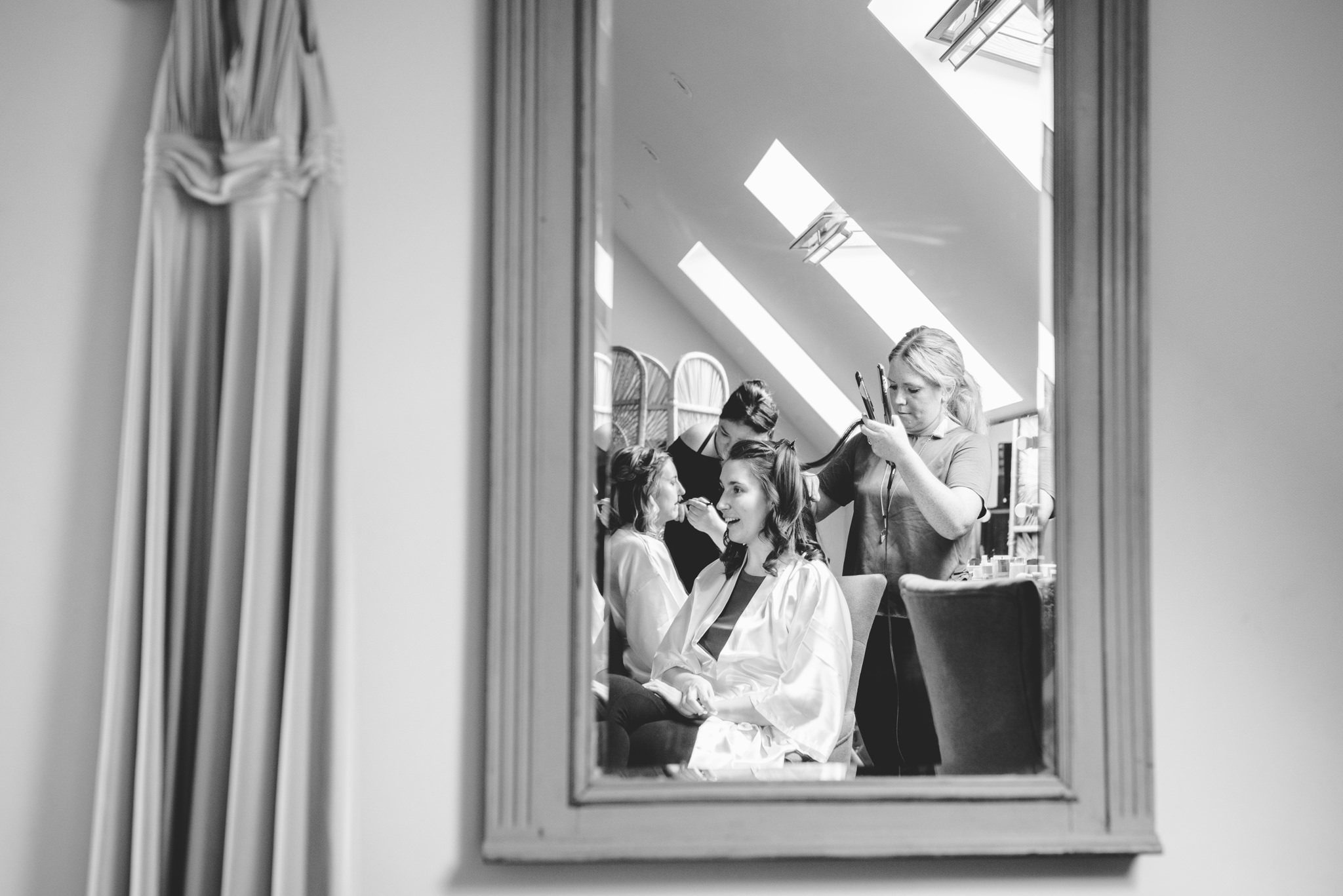 A bride getting ready for her wedding at Hyde House