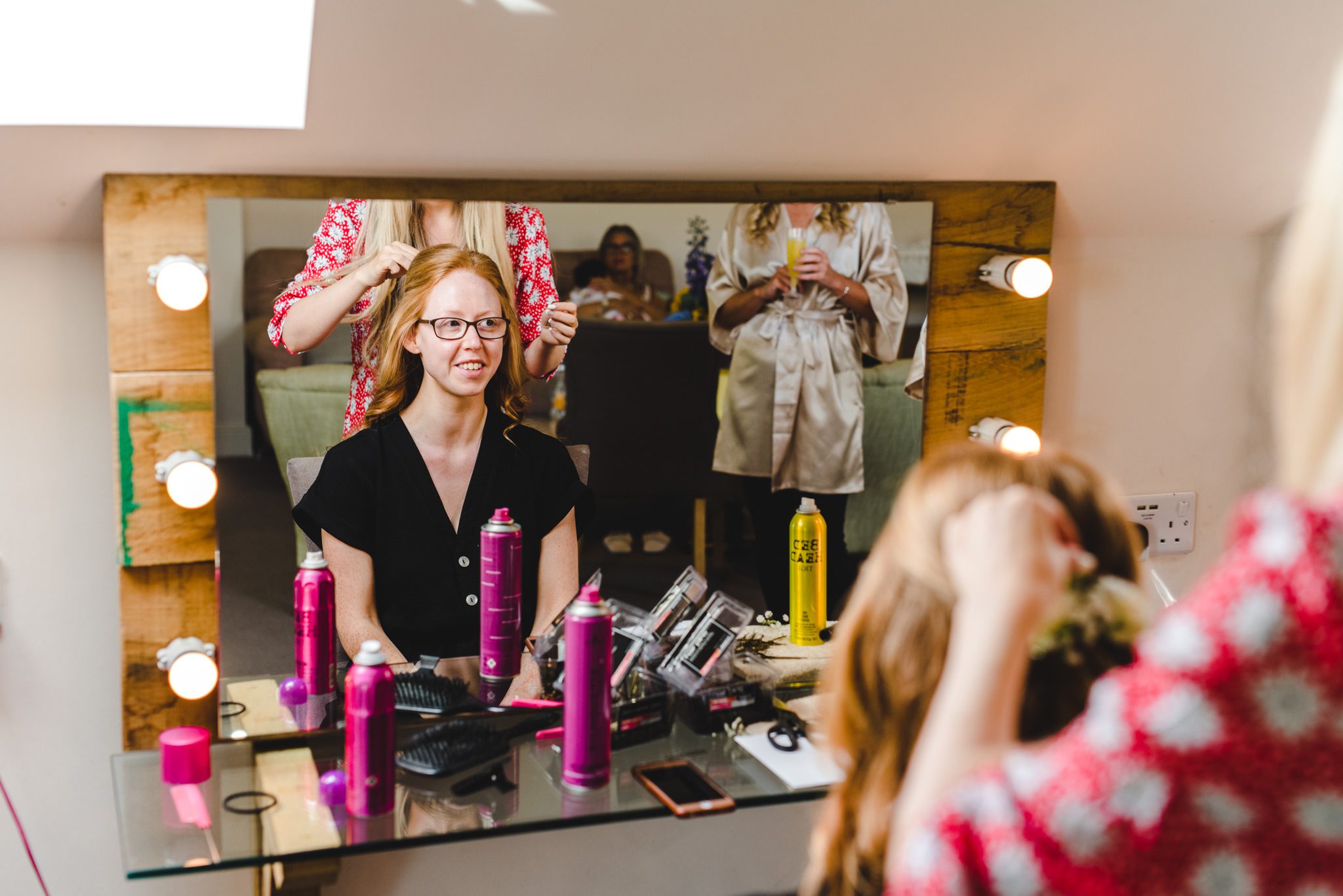 Make up and hair happening at hyde house in the bridal suite