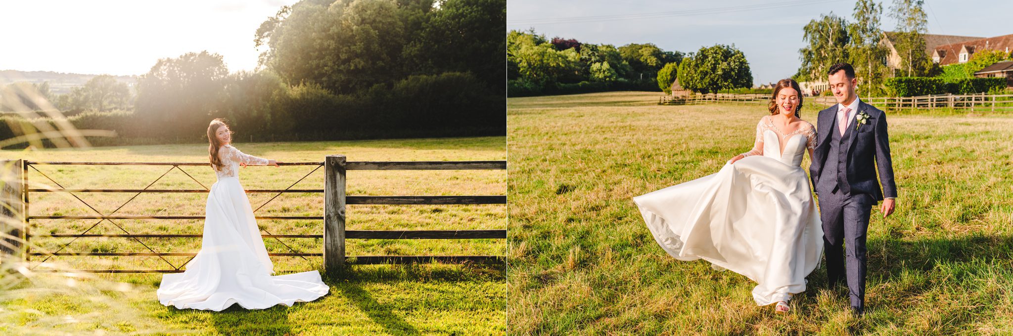 Evening Golden Hour portraits with the bride and groom at Hyde House