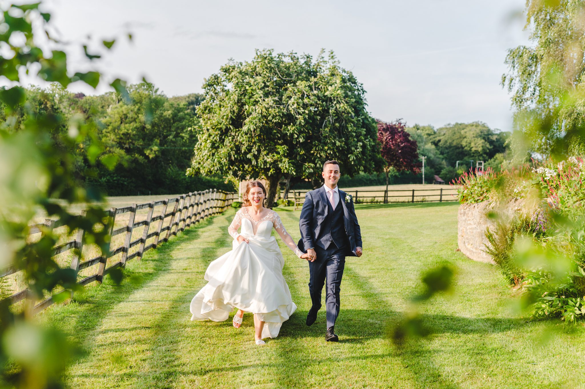 Evening Golden Hour portraits with the bride and groom at Hyde House