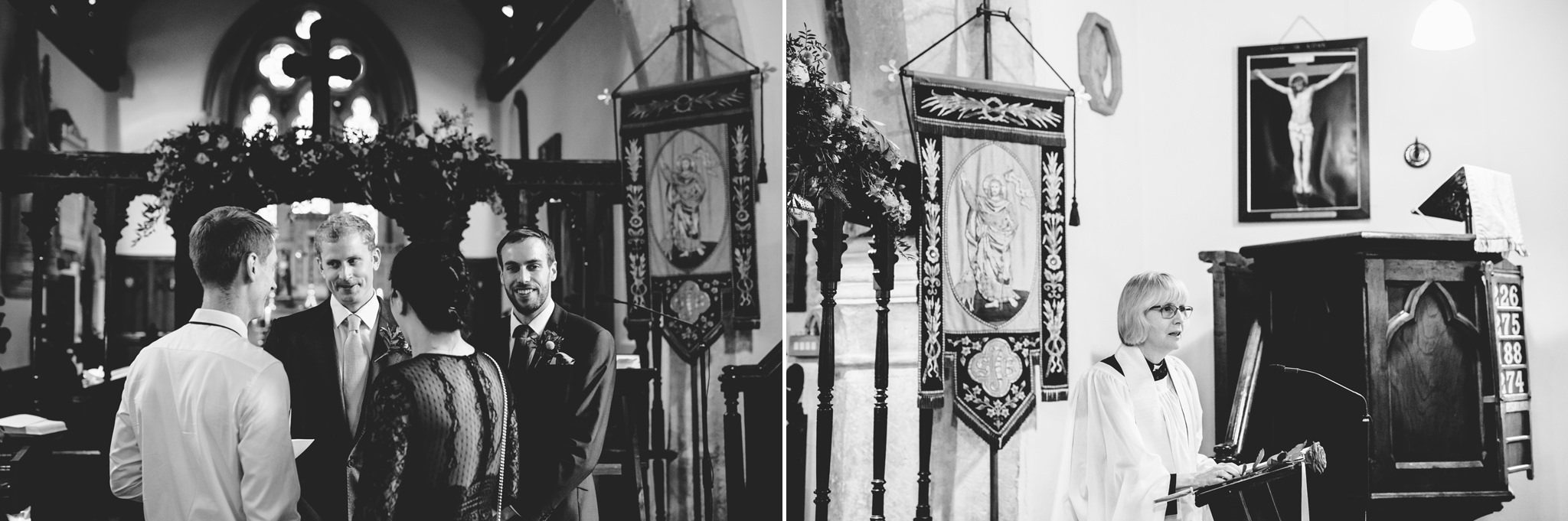 Groom waiting for his wife in the Church at Kingscote