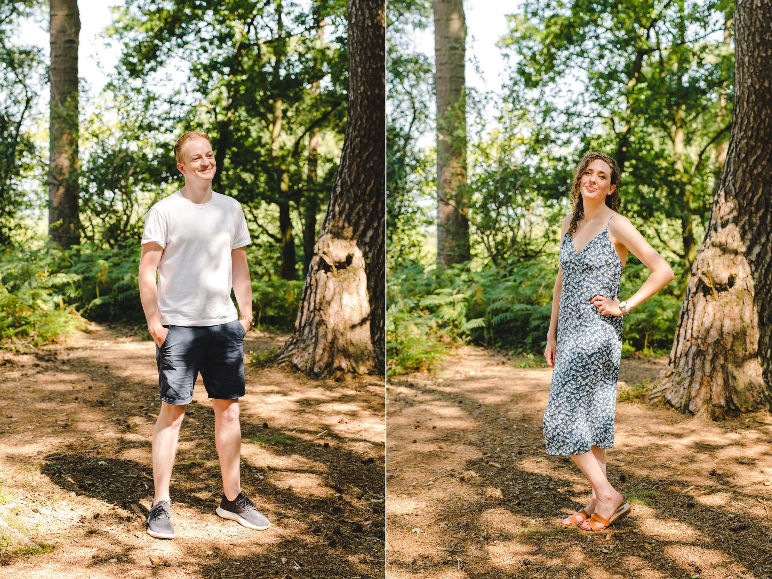 Individual images of a man and a woman on their engagement shoot