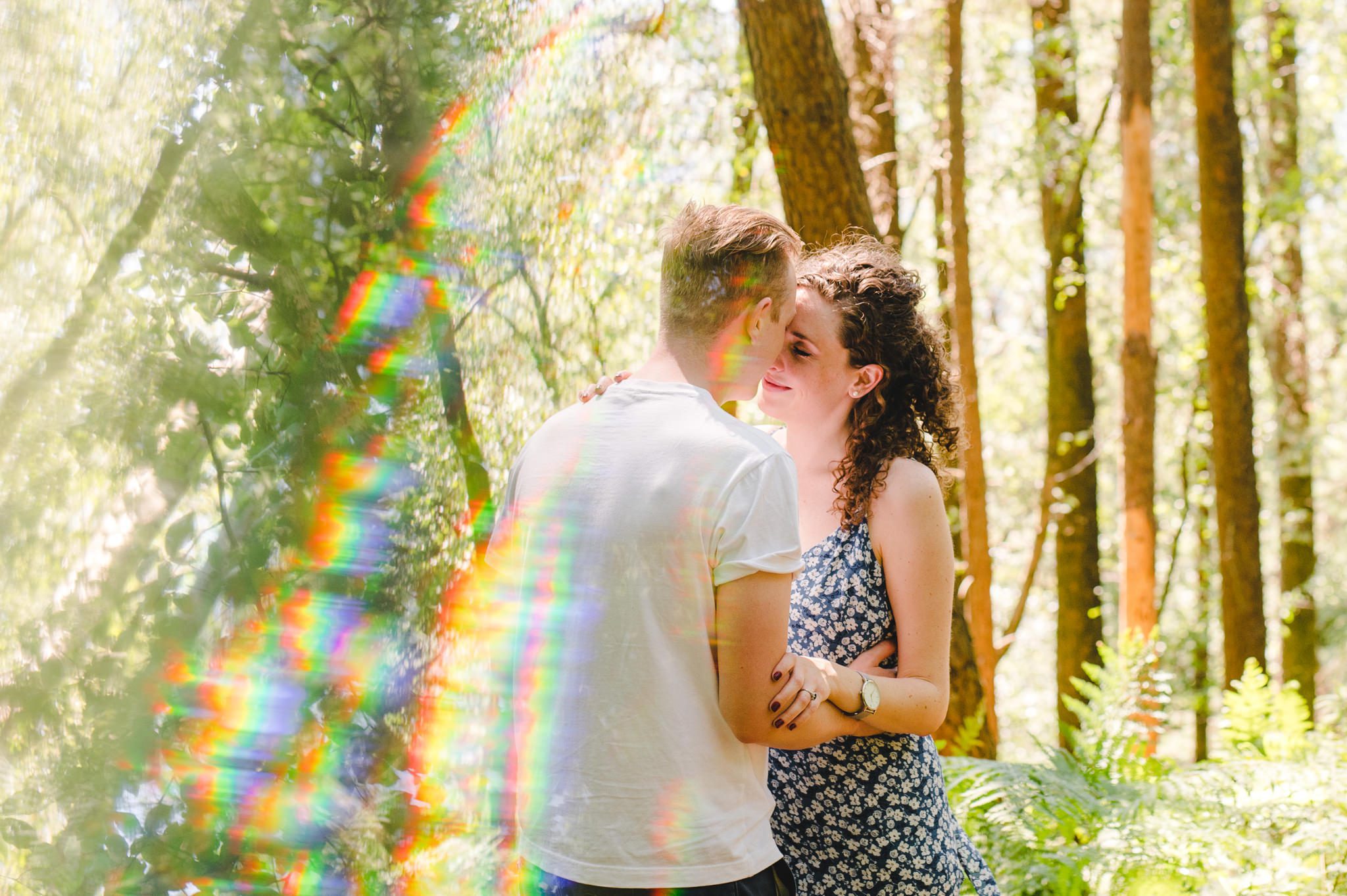 Rainbow light during an engagement shoot