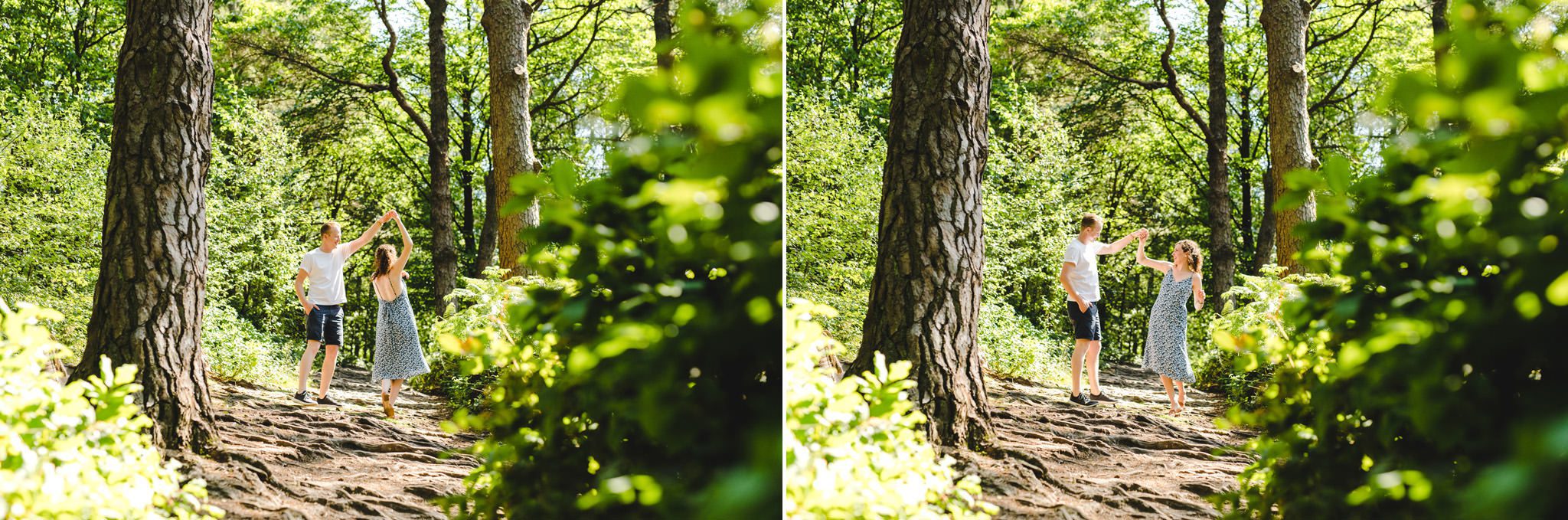 A couple dancing on Leith Hill for the e-shoot