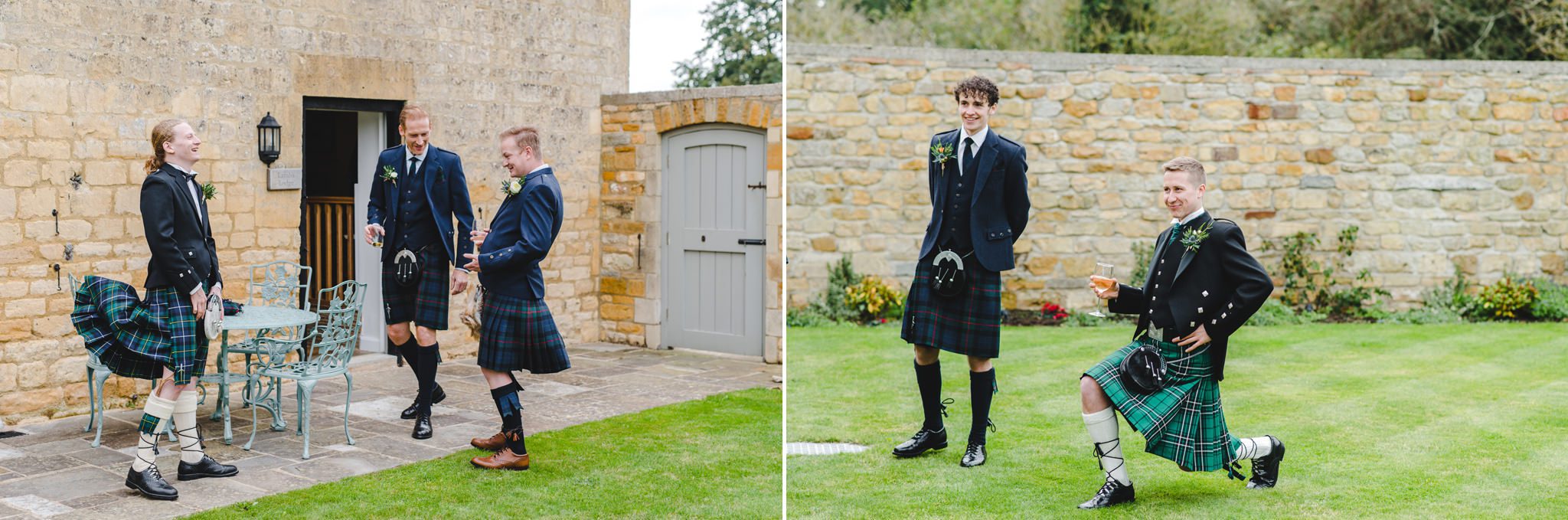 Men in kilts before a wedding