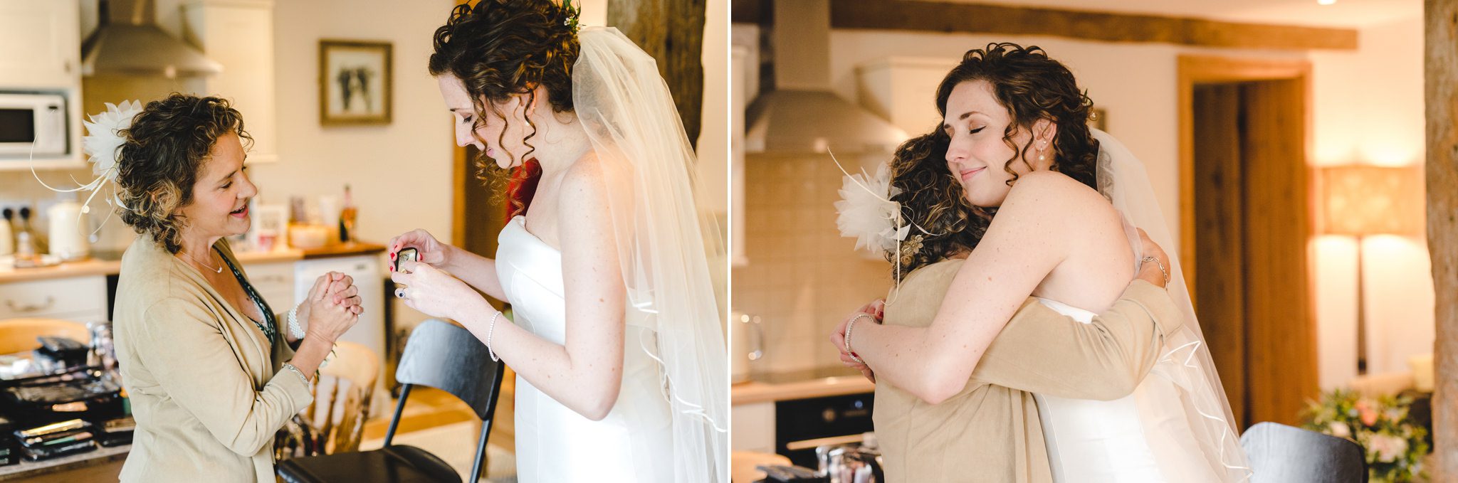 A mother of the bride giving her daughter a ring