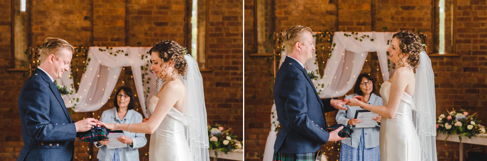 Ring exchange at a Mickleton Hills Wedding day.