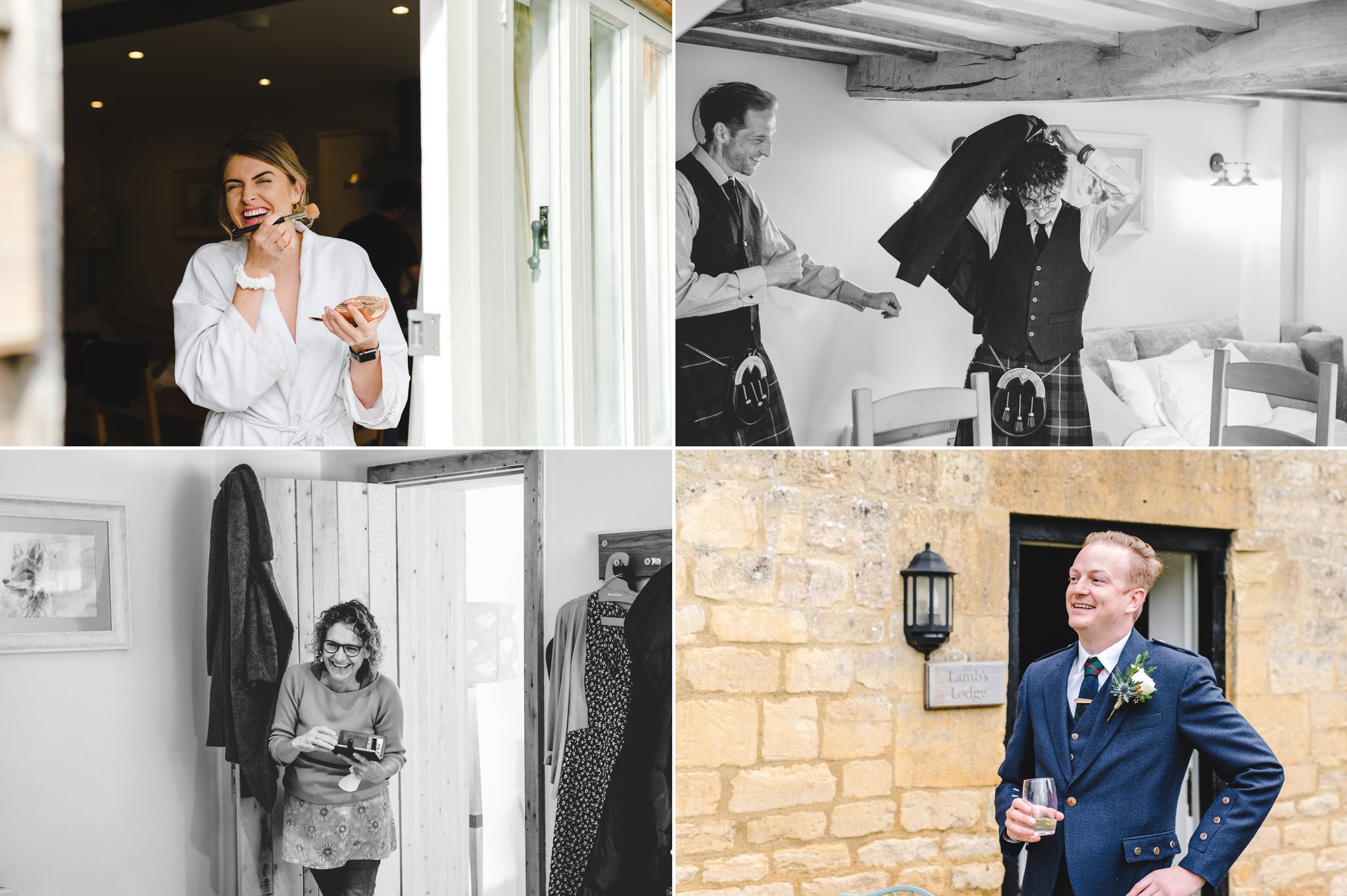 Guests getting reading for their north cotswolds wedding day