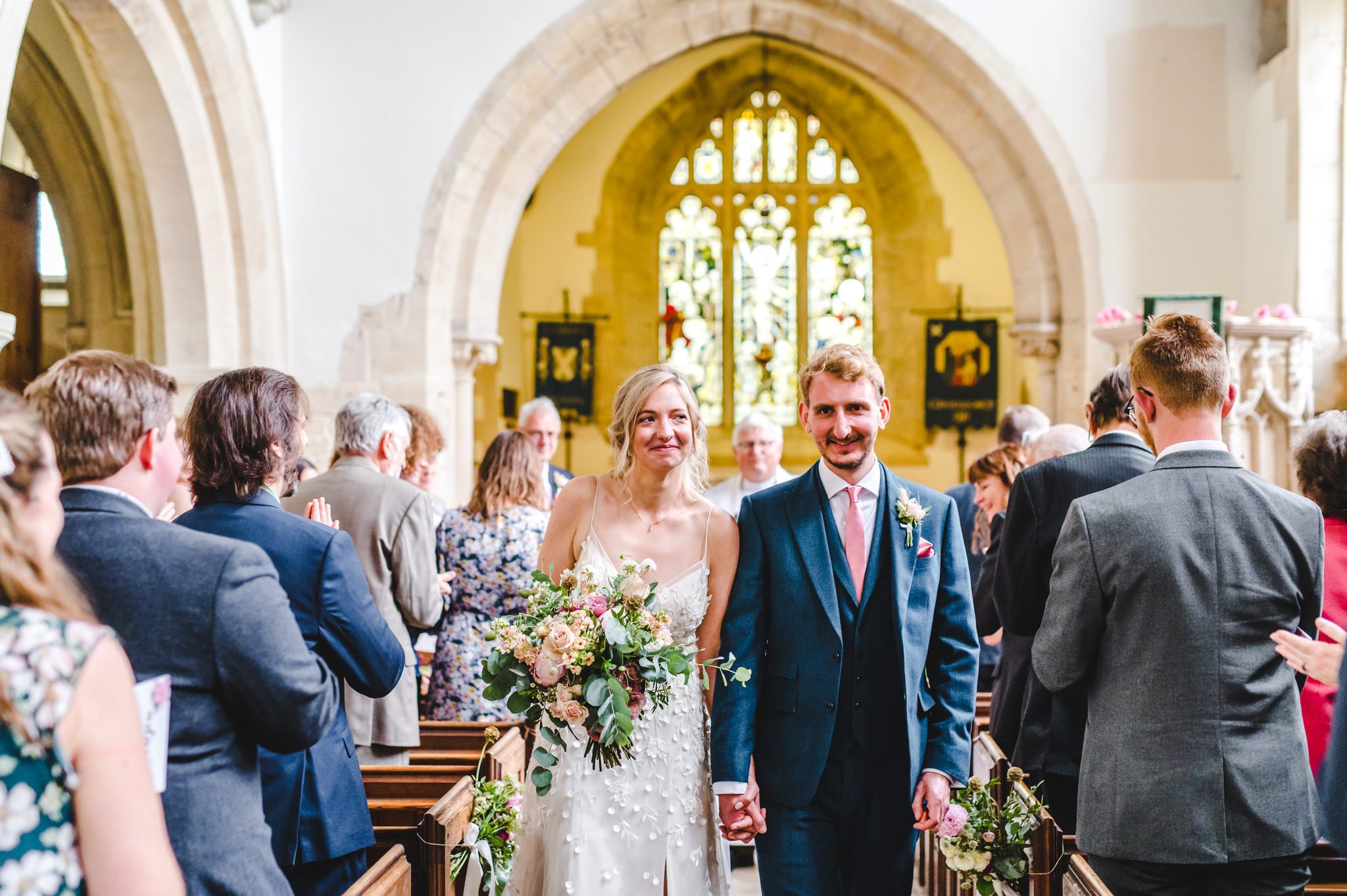 A couple after they get married at Chedworth Church