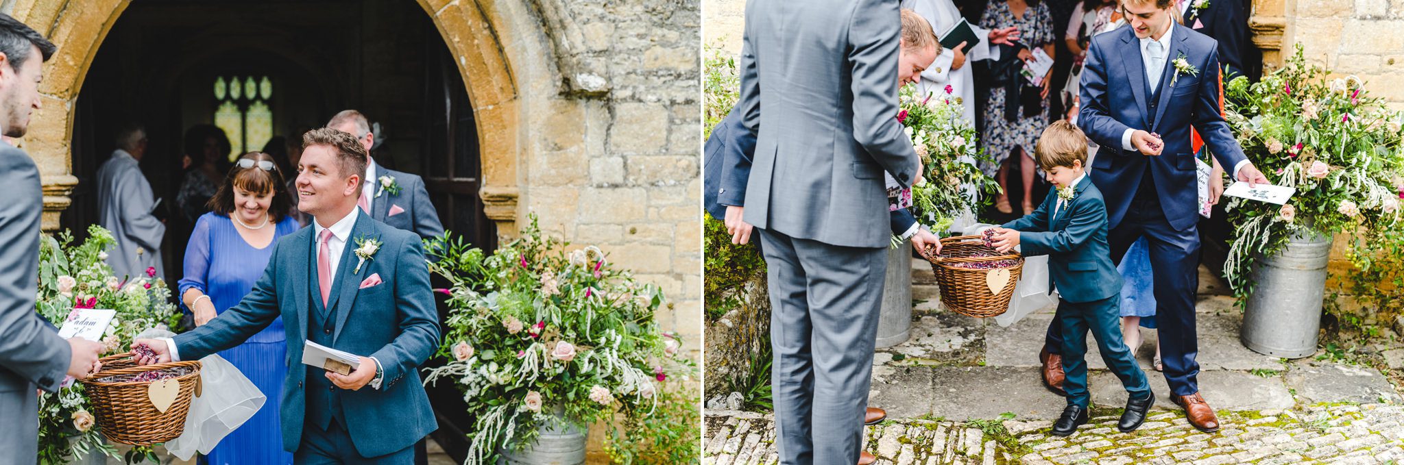 After the ceremony candid photography at Chedworth church