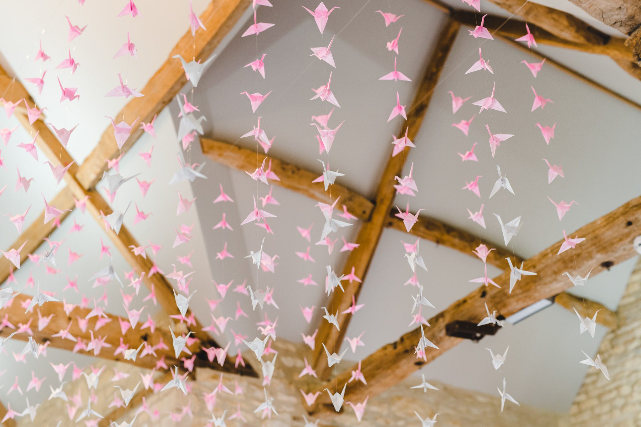 Paper cranes at a wedding