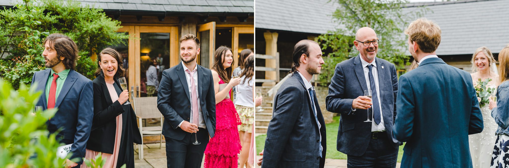 A drinks reception at Upcote Barn