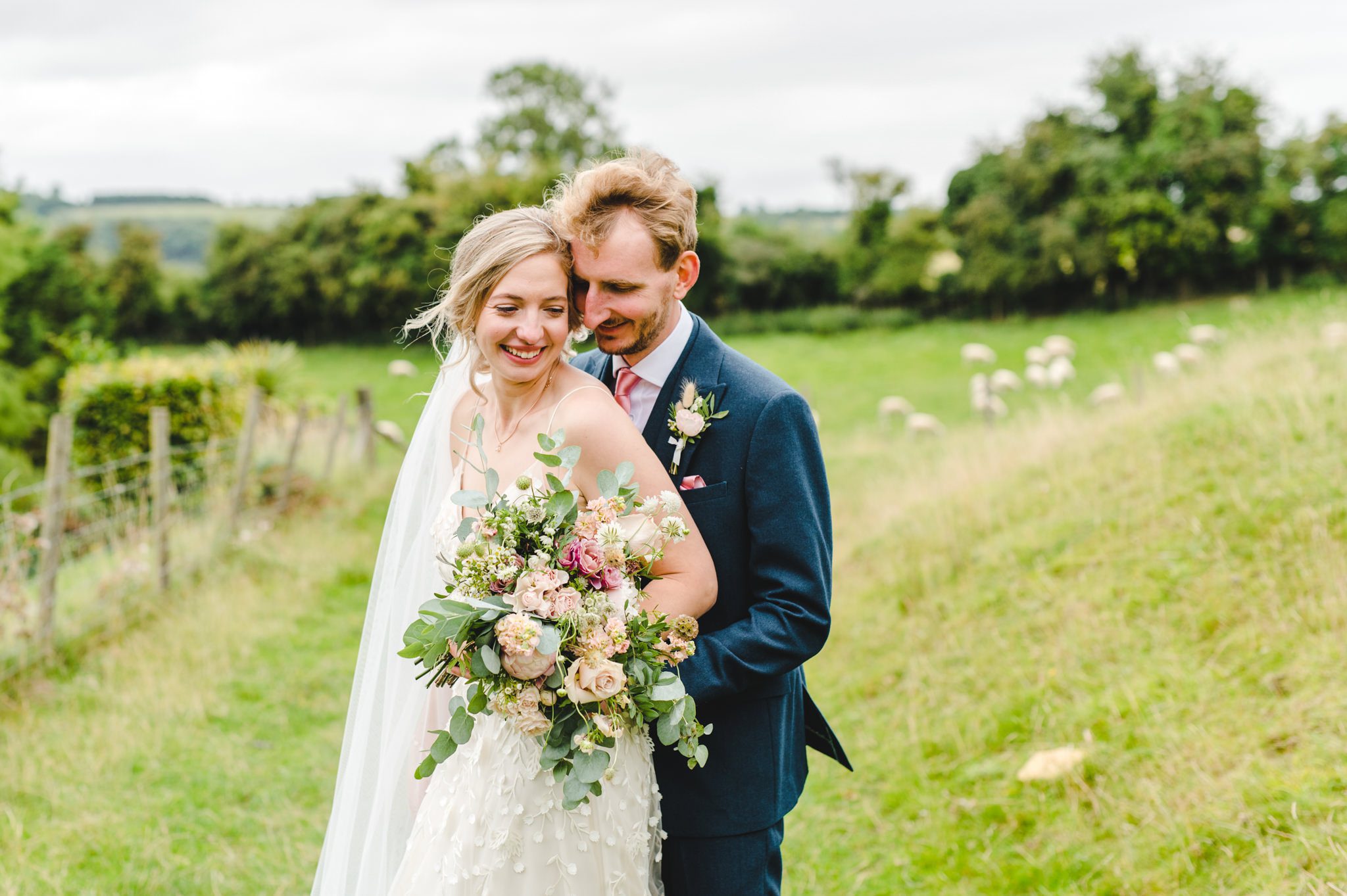 A newly married couple at Upcote Barn