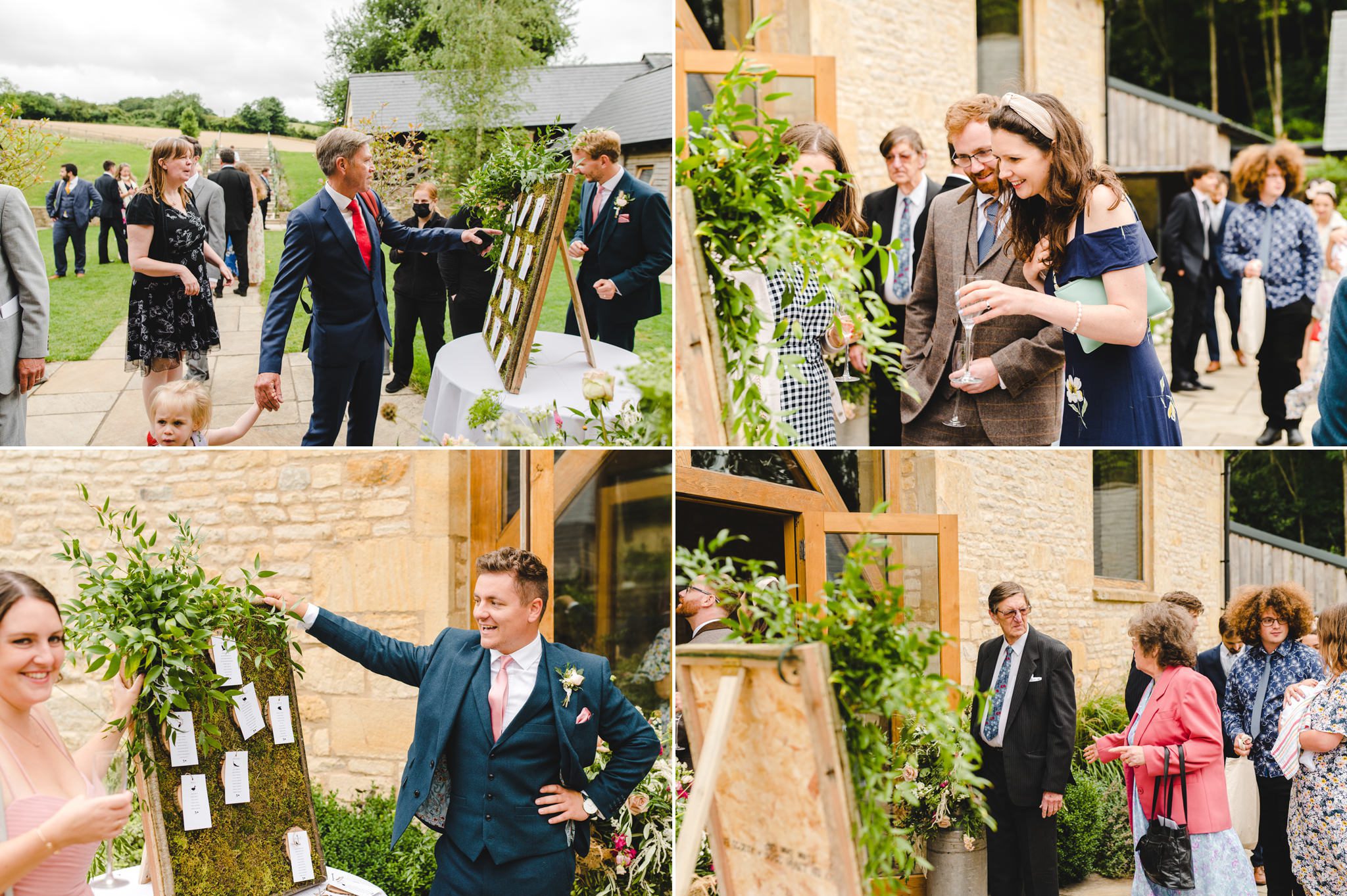 wedding guests at upcote barn