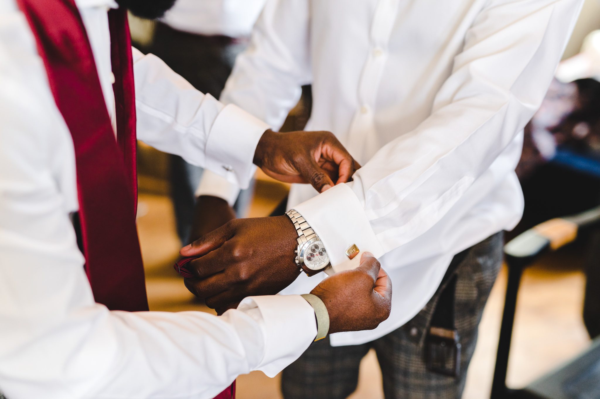 cufflinks being attached