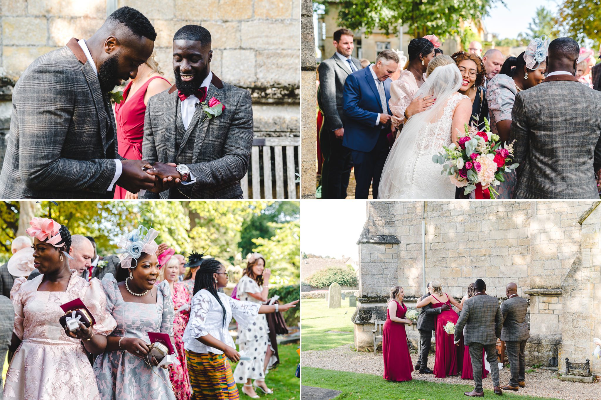 Post ceremony candid photography at Lower Slaughter Church