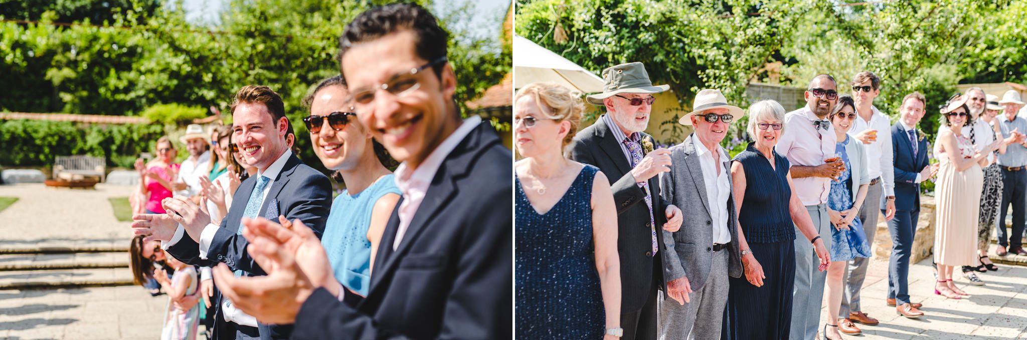 Wedding guests at Oxleaze Barn