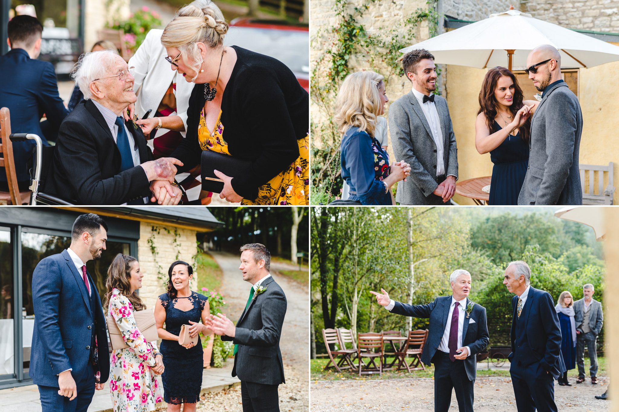 Guests gathering for a wedding at Owlpen Manor