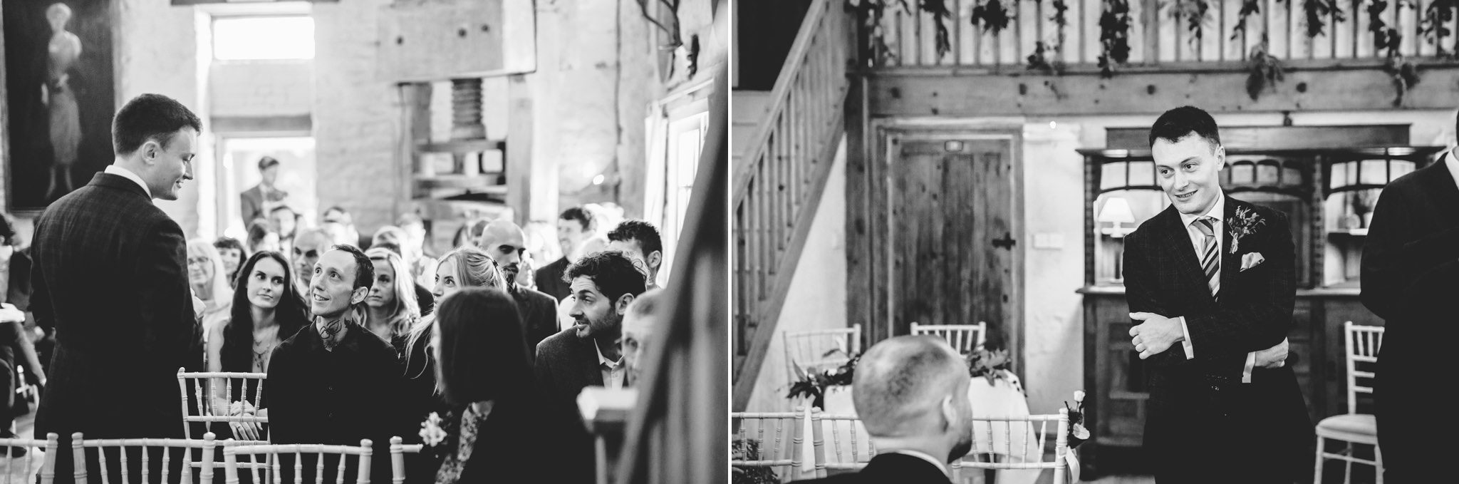 Wedding ceremony at Owlpen Manor by Bigeye Photography in the Cider Barn