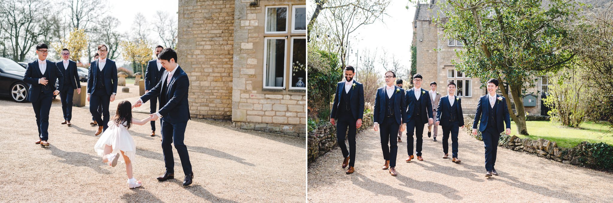 Chinese groomsmen in the Cotswolds