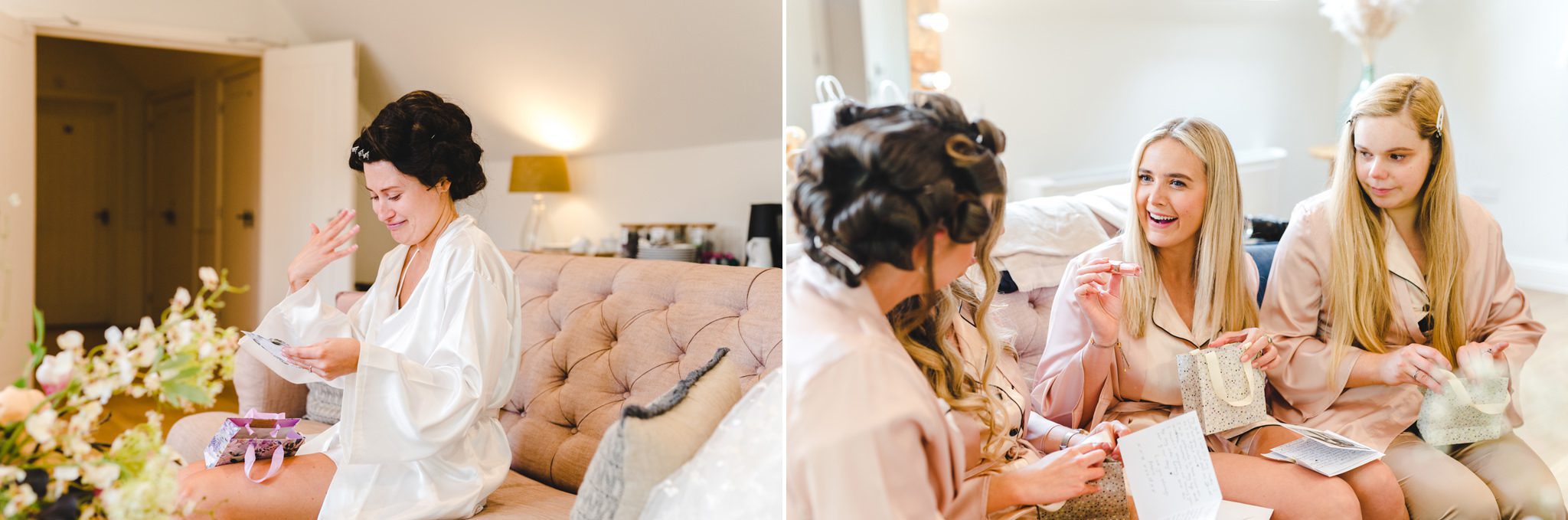 Bridesmaids getting ready for a wedding