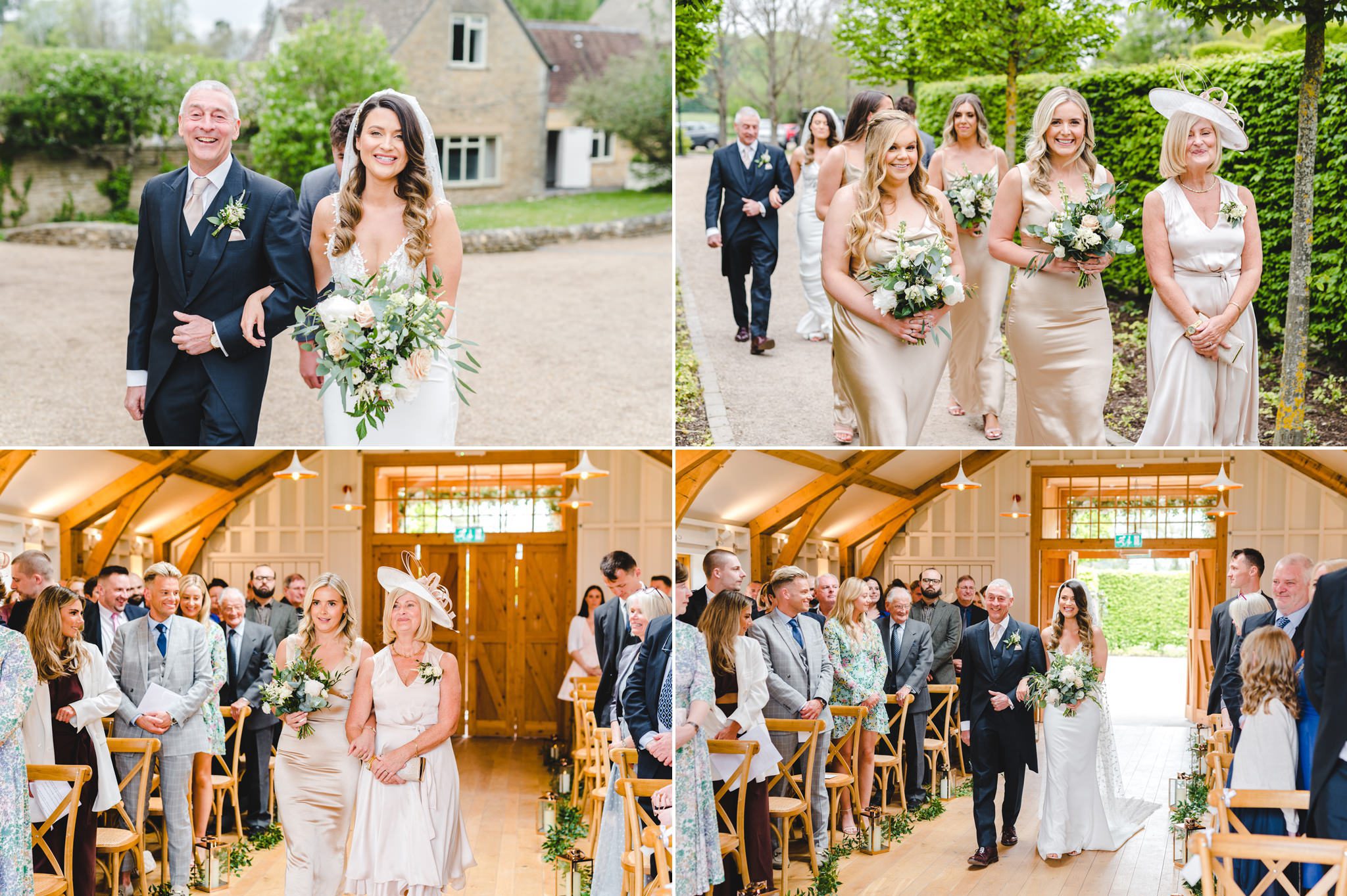 Bride walking down the aisle at Hyde House in The Grange