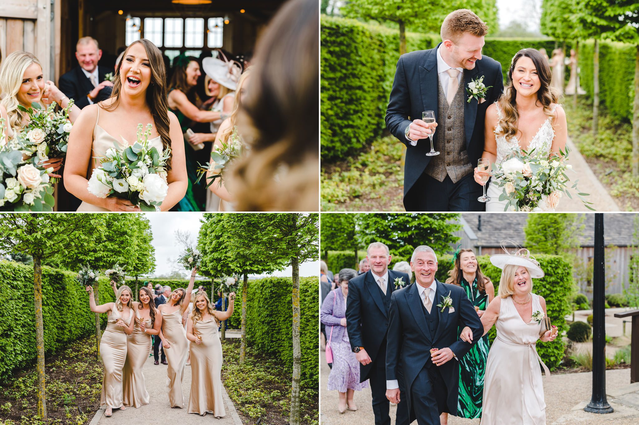 bride and groom walking back down the aisle in The Grange at Hyde House