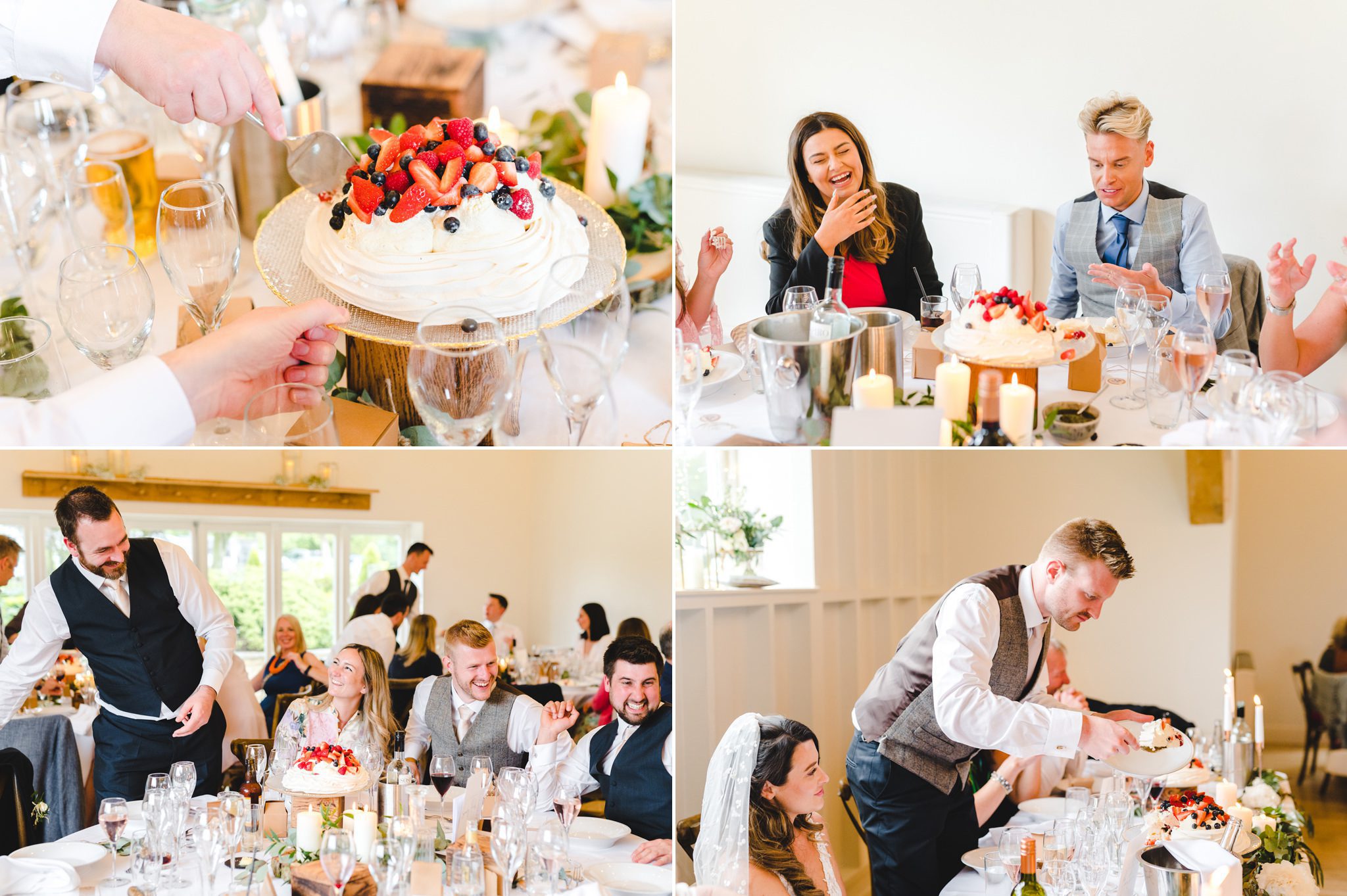 The serving of the pavlova at a Hyde House wedding
