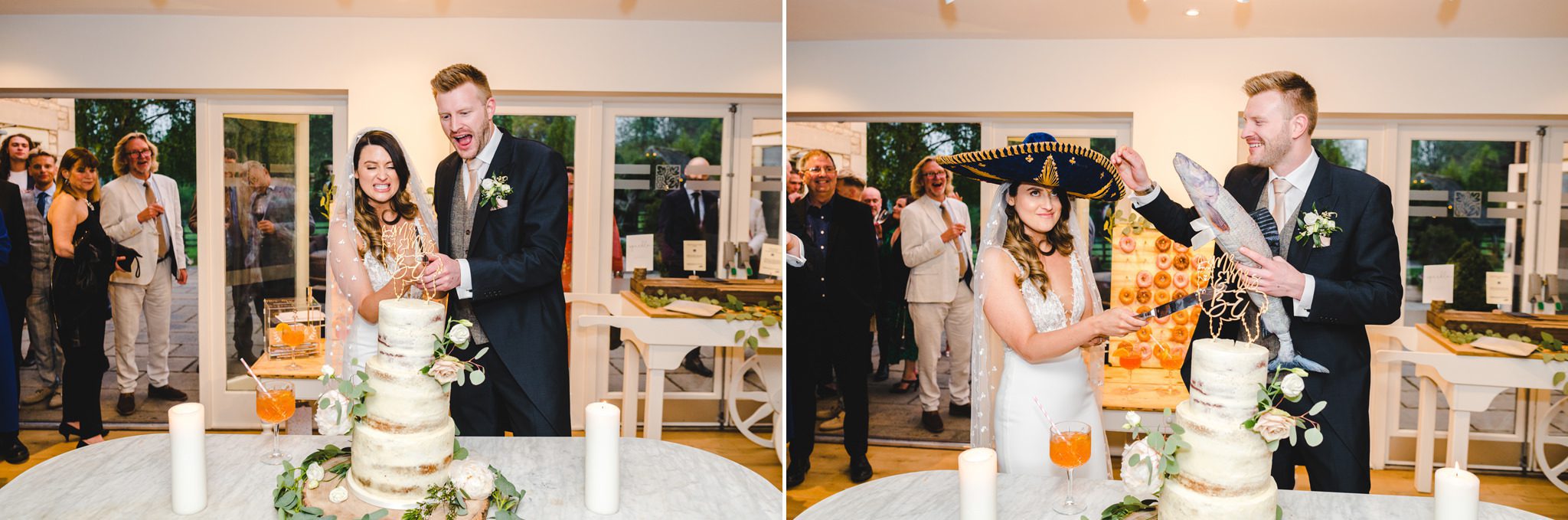 Cake cutting with props at Hyde House