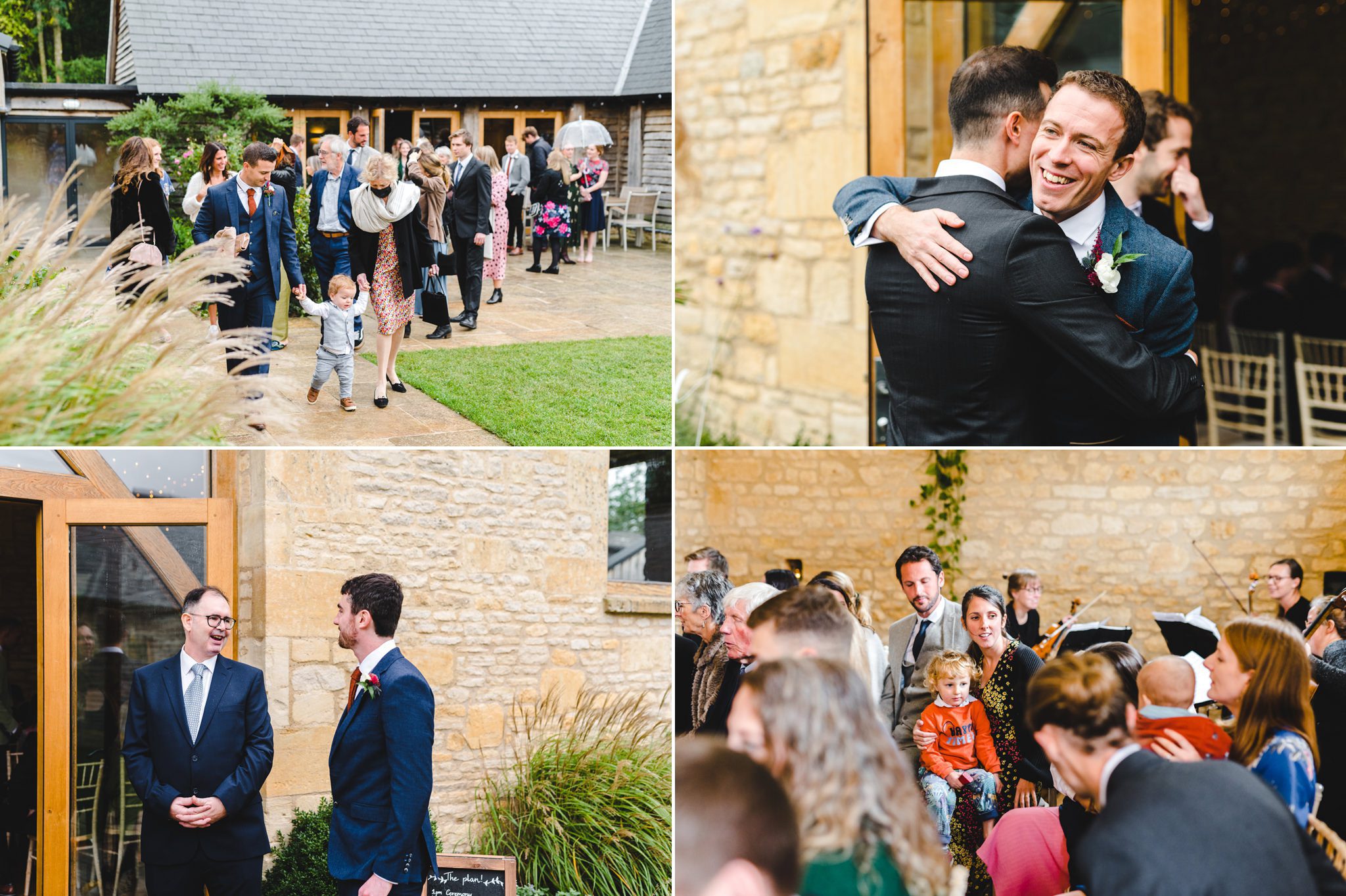 wedding guests arriving at the barn at upcote