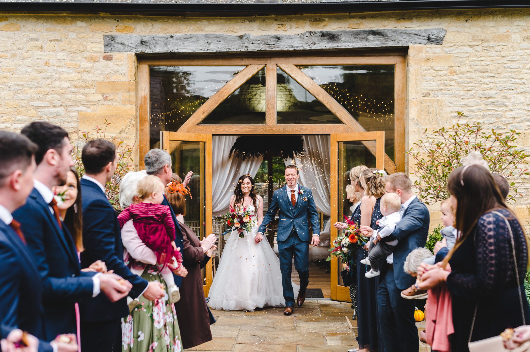 outdoor confetti at upcote barn