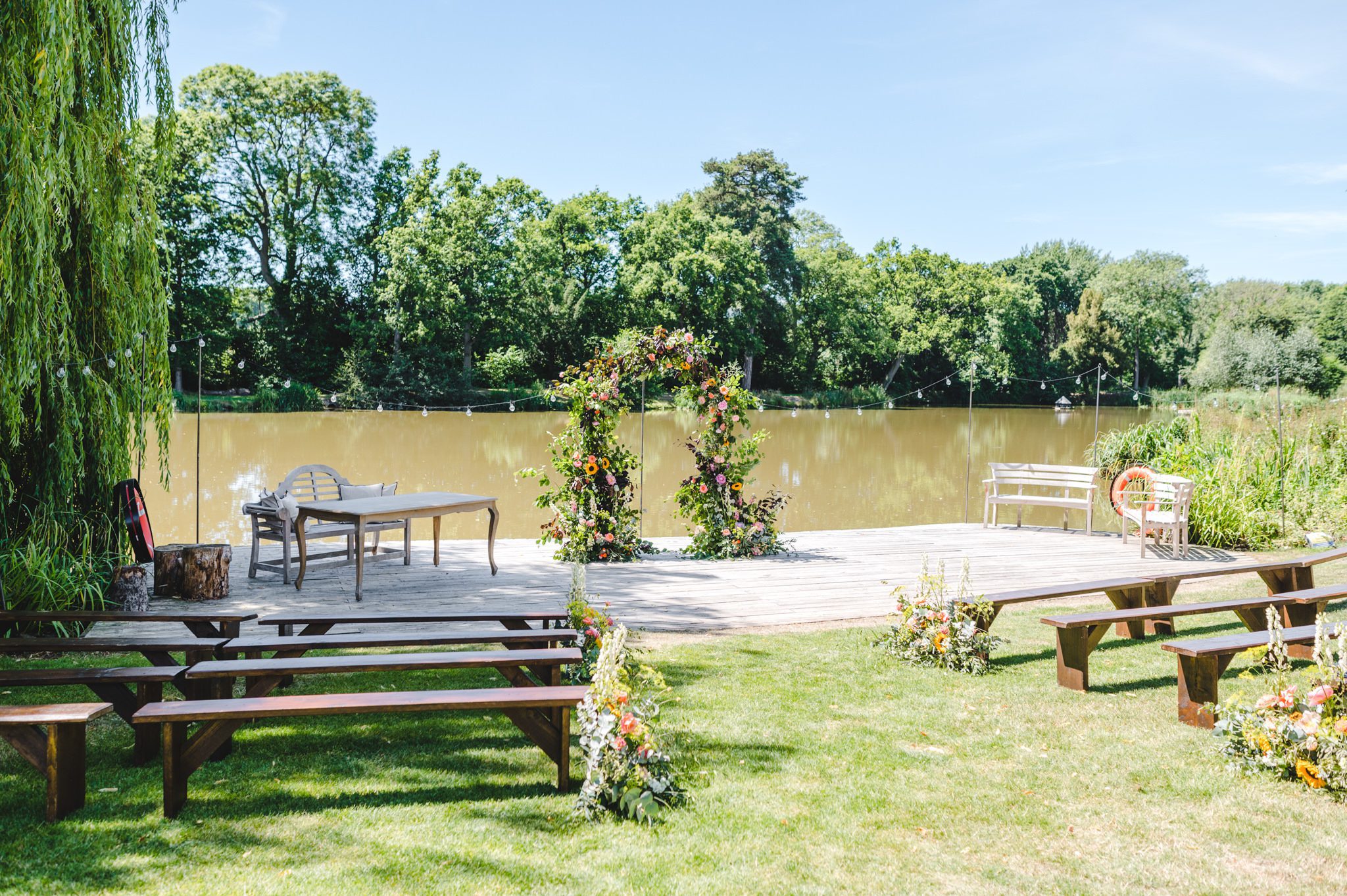 The ceremony location at Barns and Yard by the lake