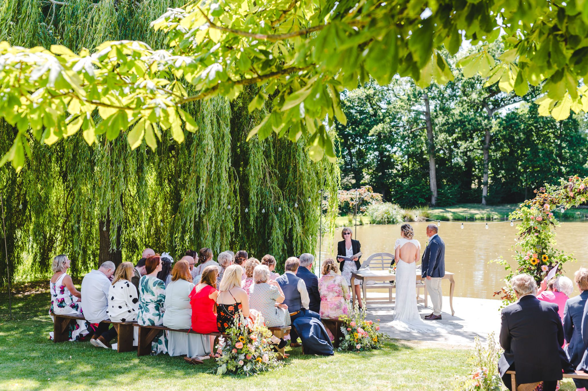 Wedding ceremony outdoors at Barns and Yard