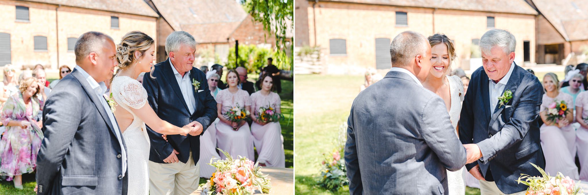 Bride's father giving away his daughter at Barns and Yard