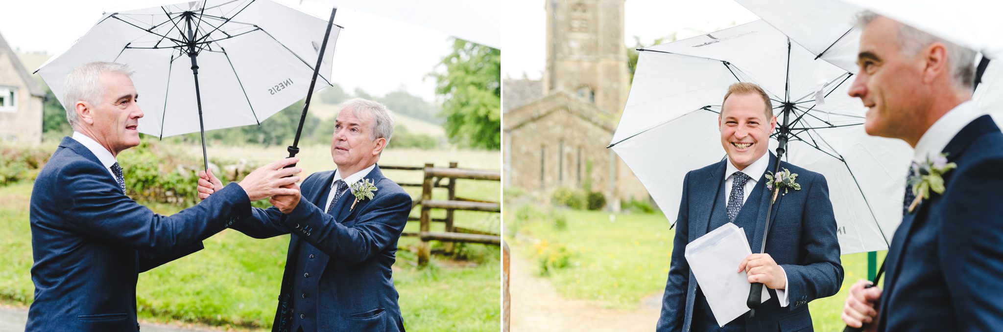 A photo of a wet wedding in Gloucestershire