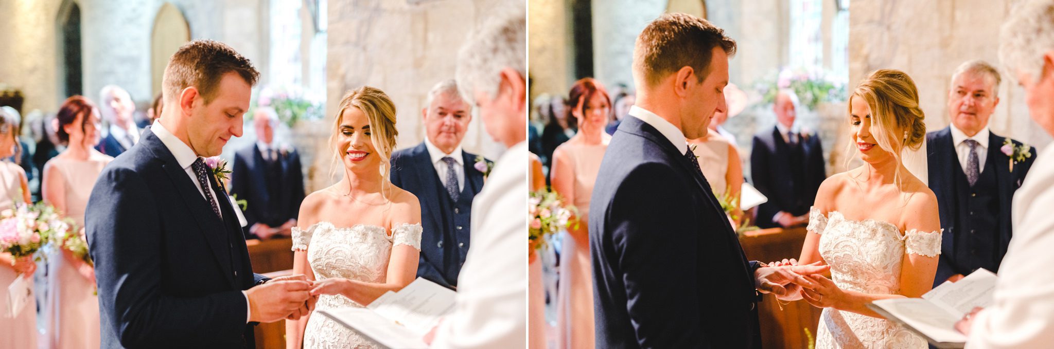 Ring exchange with the bride and groom in a Gloucestershire Church
