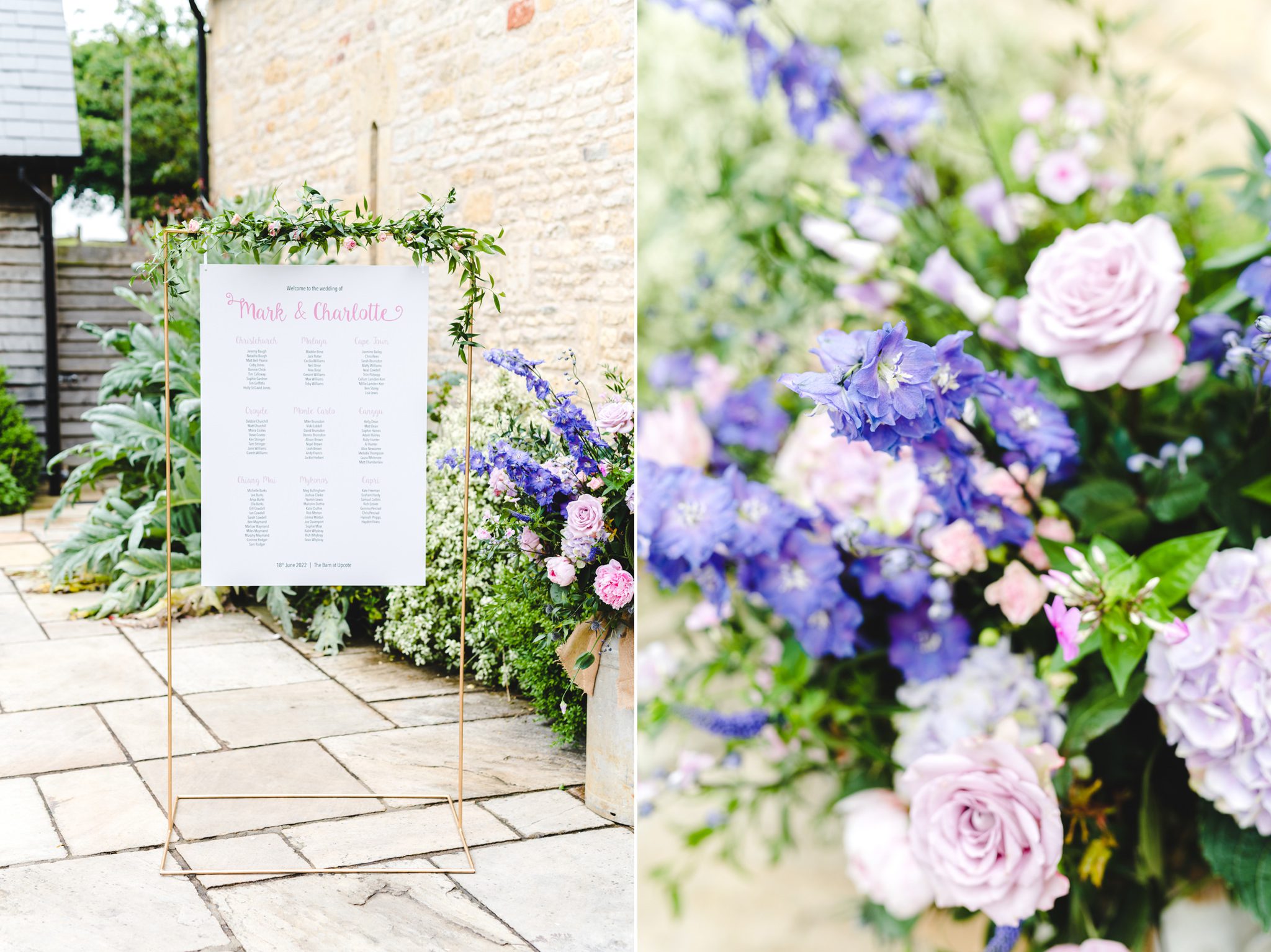 Table plan outside The Barn at Upcote