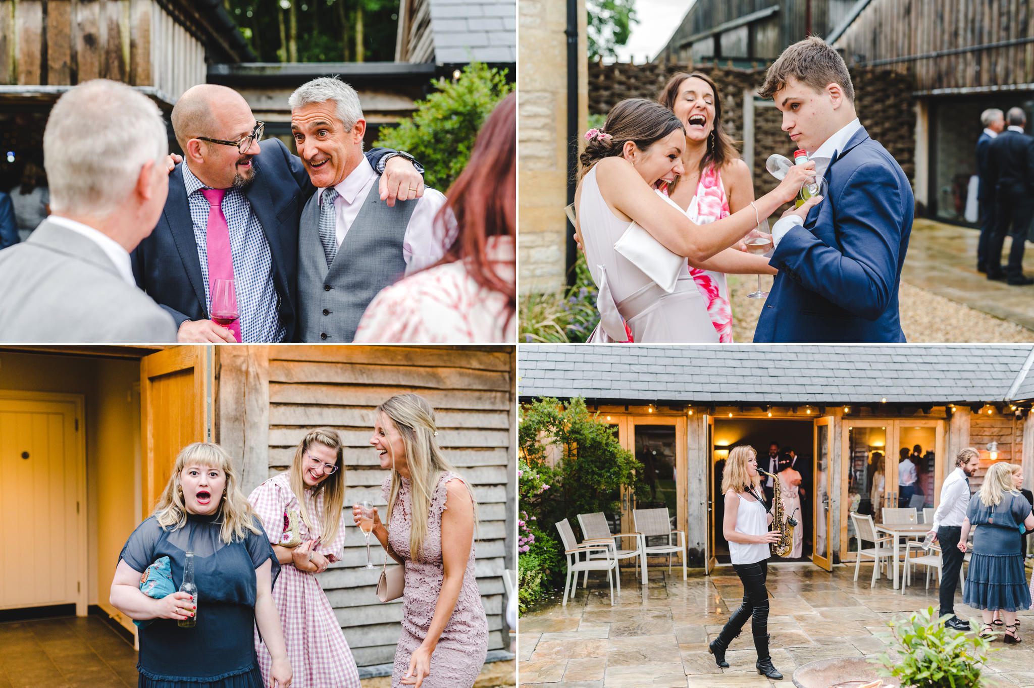 Evening reception in the courtyard at The Barn at Upcote